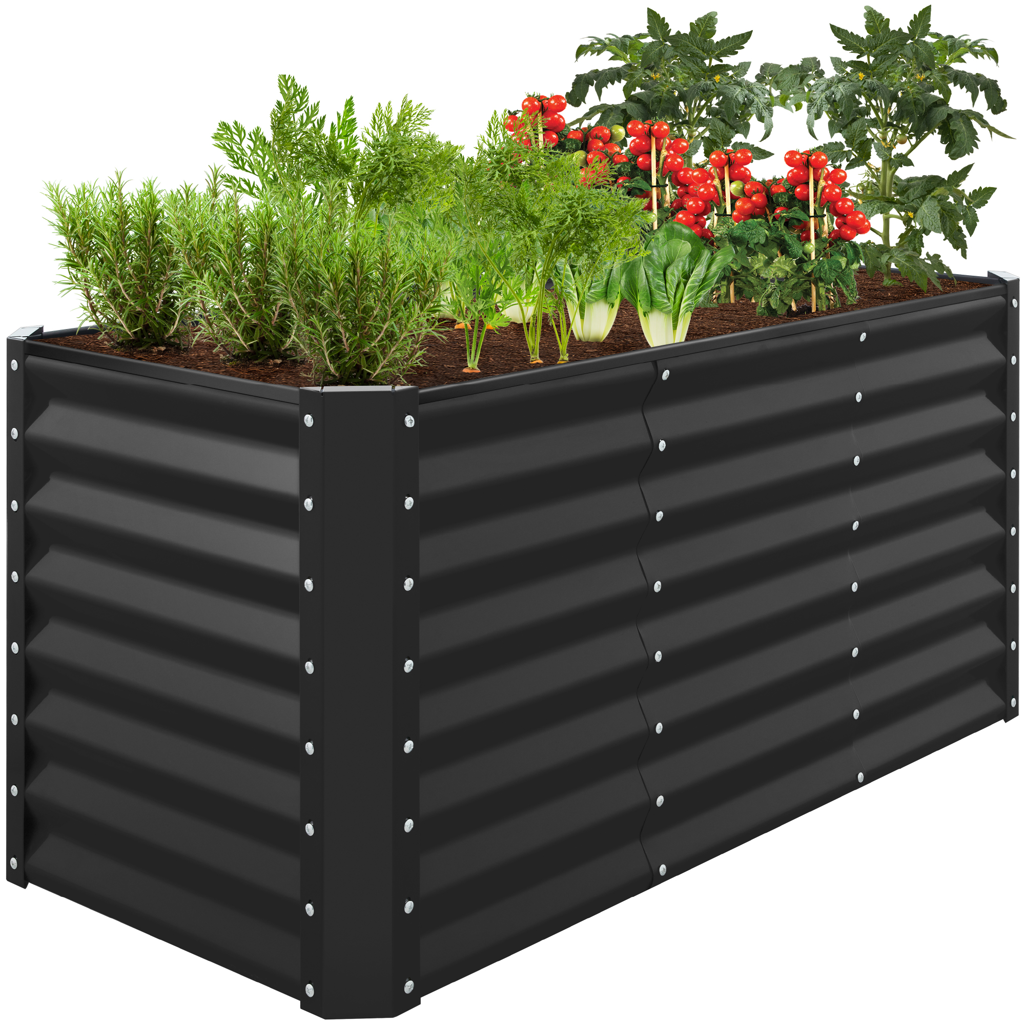 4x2x2ft Outdoor Metal Raised Garden Bed, Planter Box for Vegetables, Flowers, Herbs - Black - Best Choice Products Online