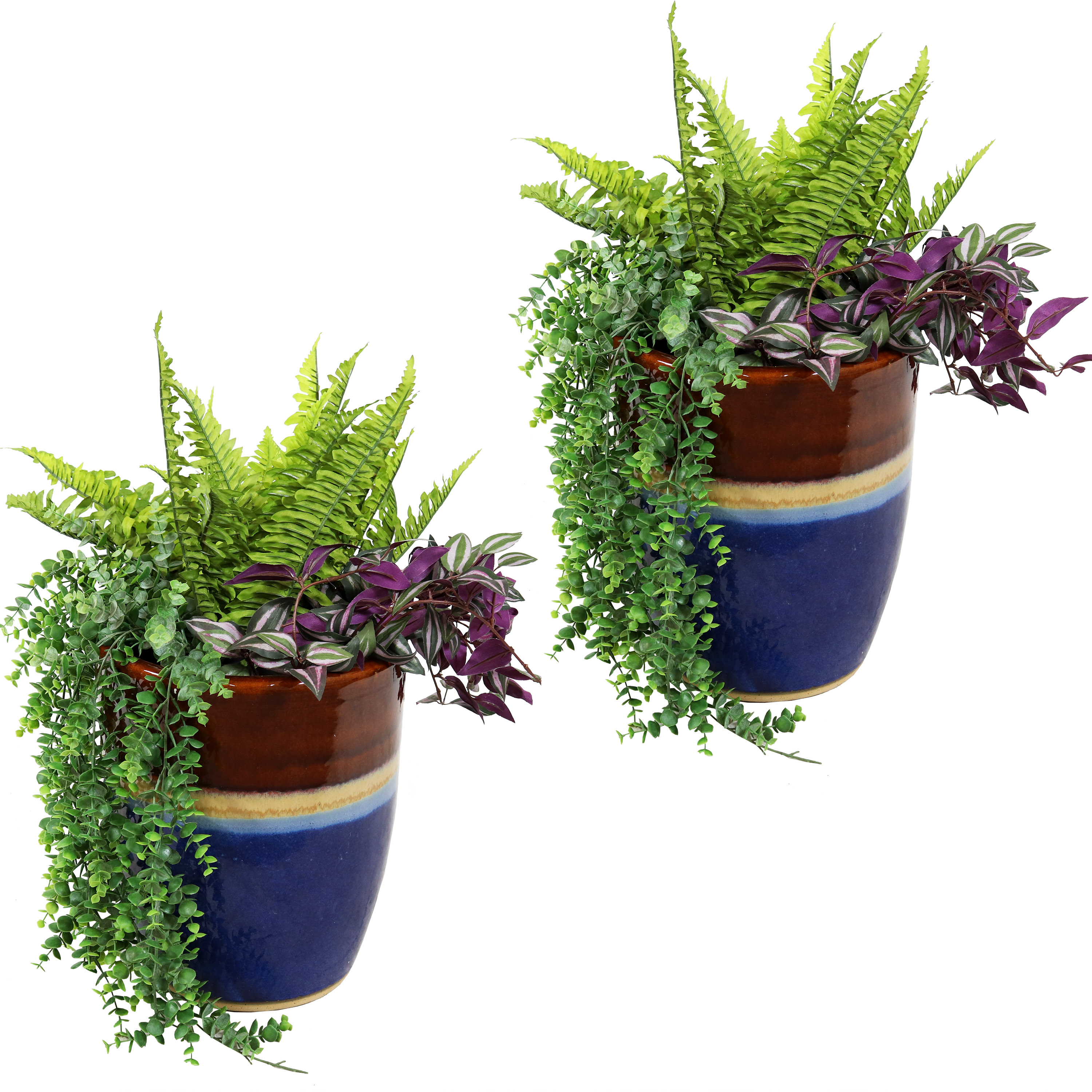 2 Captivating Vista Ceramic Indoor/Outdoor Planters - 11-Inch - Beachcomber