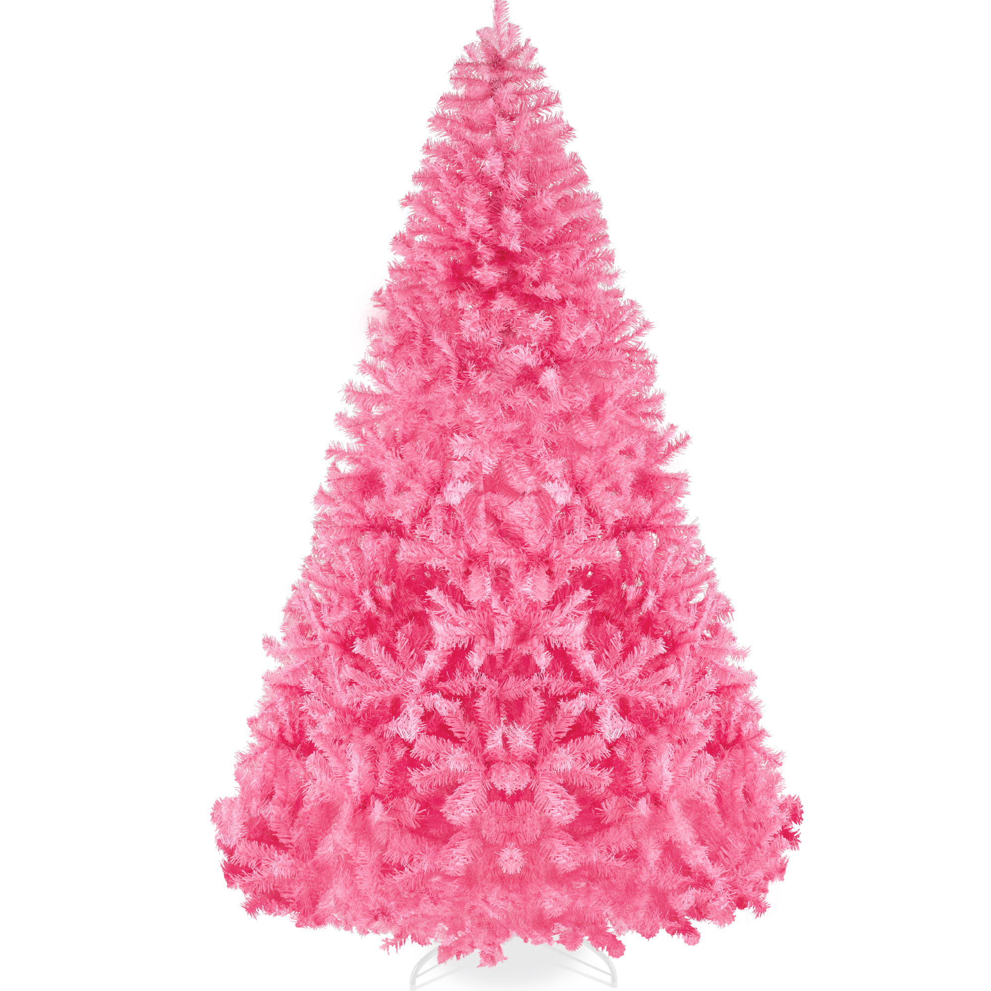 Pink Artificial Full Christmas Fir Tree, Festive Holiday Decoration w/ 1,350 Branch Tips, Foldable Stand - 7.5ft - Best Choice Products Online