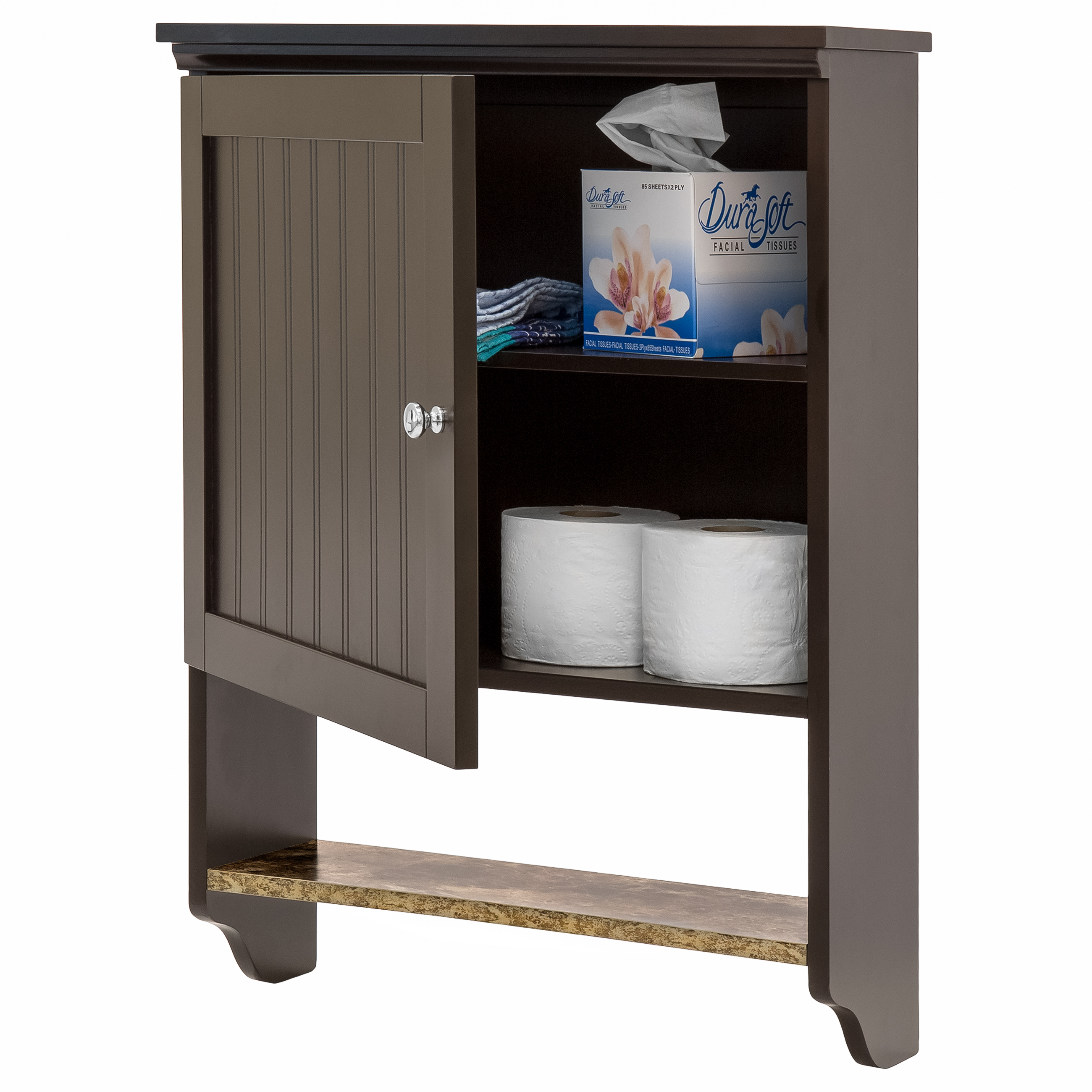 Best Choice Products Bathroom Wall Mounted Hanging Storage Cabinet Home Decor w/ Open Shelf, Versatile Door - Espresso