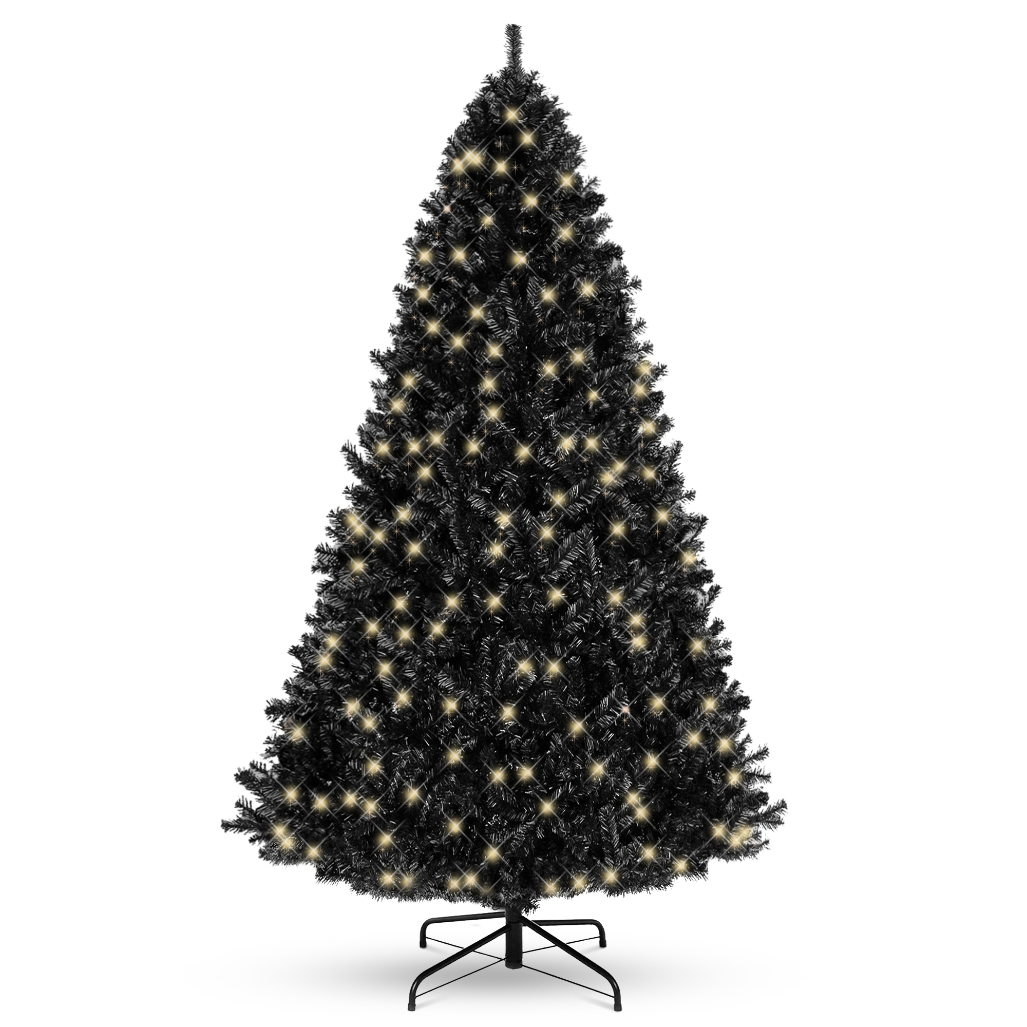 4.5ft Black Pre-Lit Artificial Christmas Tree Holiday Decoration w/ 362 Branch Tips, 175 Lights - Best Choice Products Online