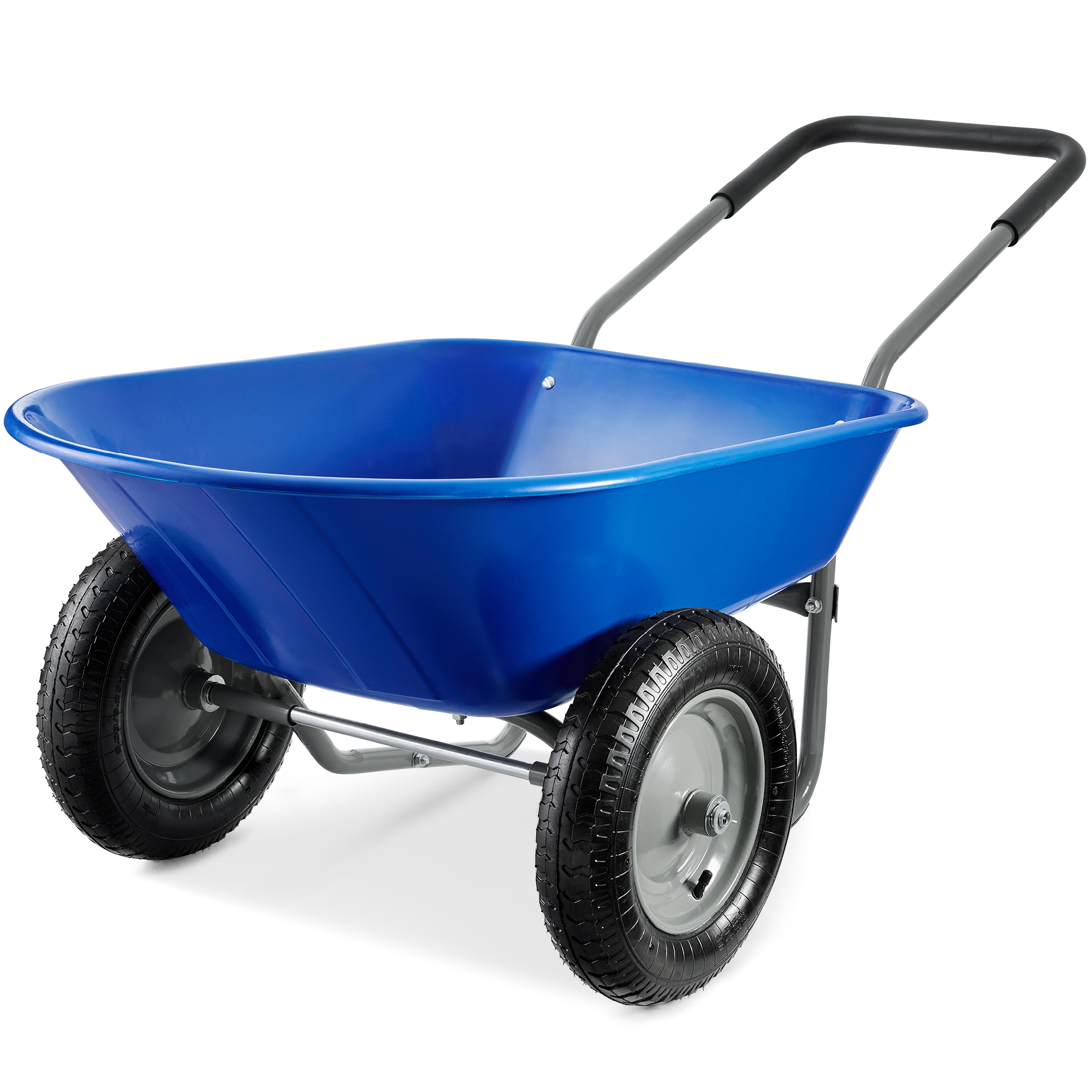 Dual-Wheel Home Wheelbarrow Yard Garden Cart for Lawn, Construction - Blue - Best Choice Products Online