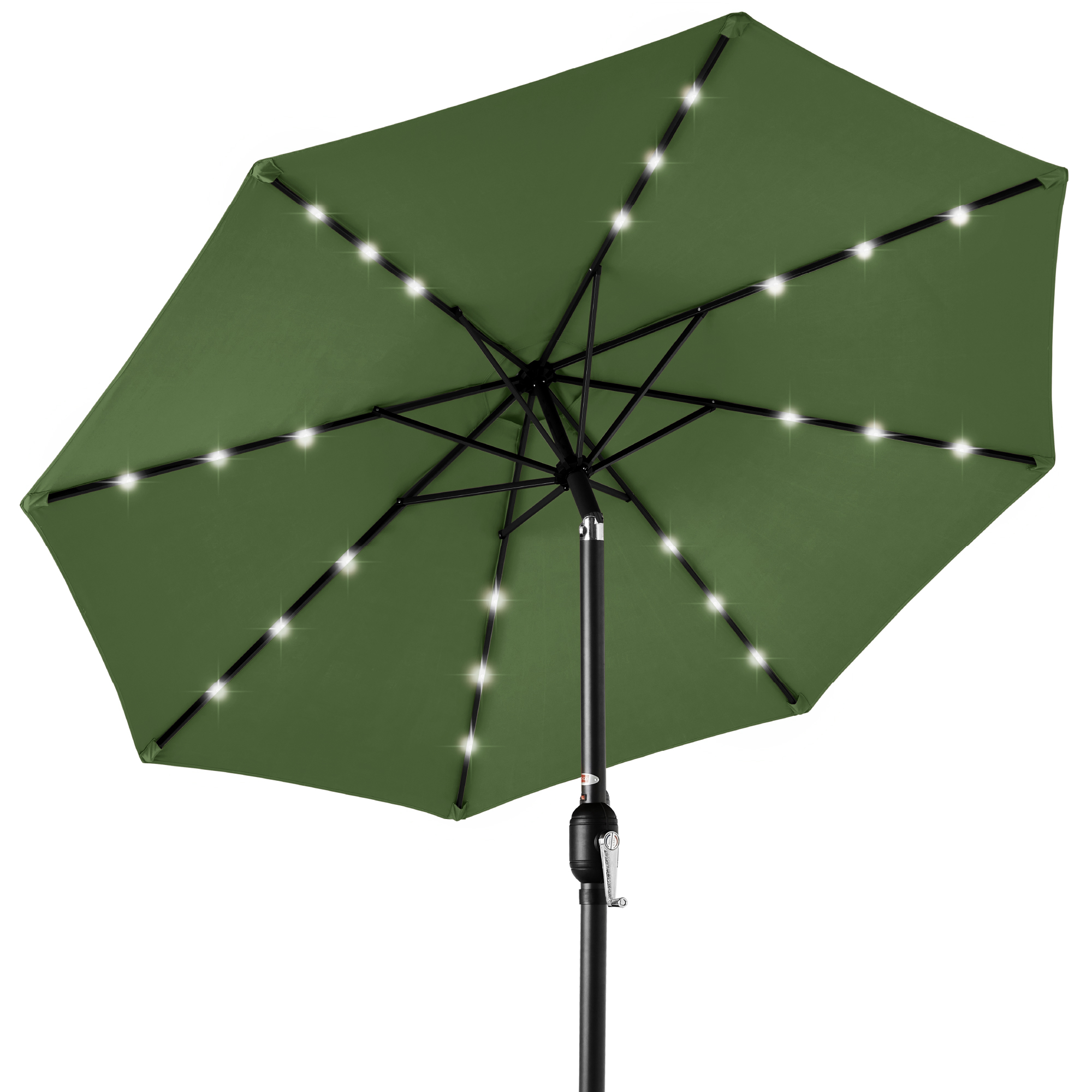 10ft Solar LED Lighted Patio Umbrella w/ Tilt Adjustment, UV-Resistant Fabric - Fern - Best Choice Products Online