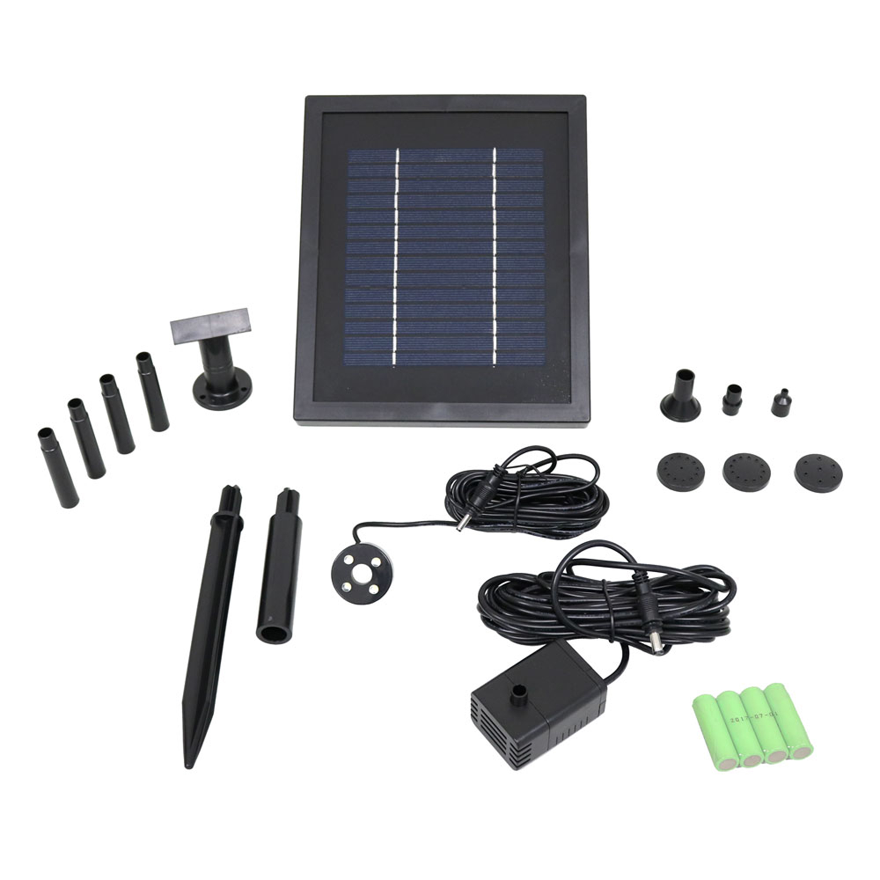 Sunnydaze Solar Pump and Solar Panel Kit With Battery Pack and LED Light, 65 GPH, 47-Inch Lift, No