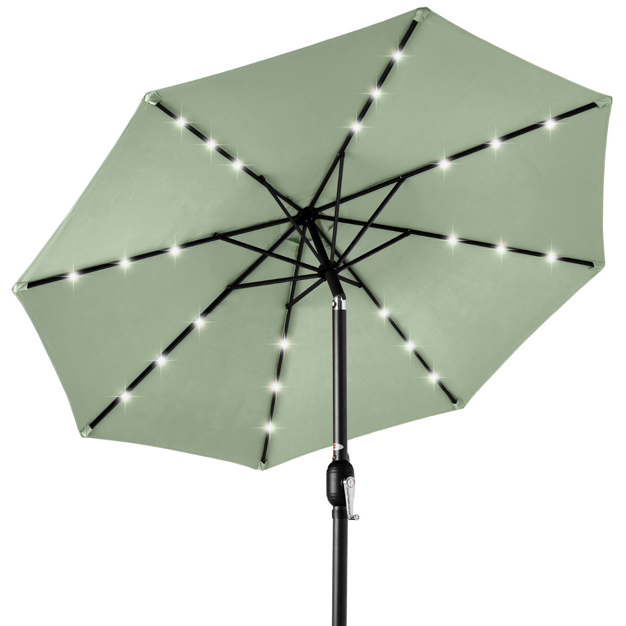 10ft Solar LED Lighted Patio Umbrella w/ Tilt Adjustment, UV-Resistant Fabric - Sage Green - Best Choice Products Online
