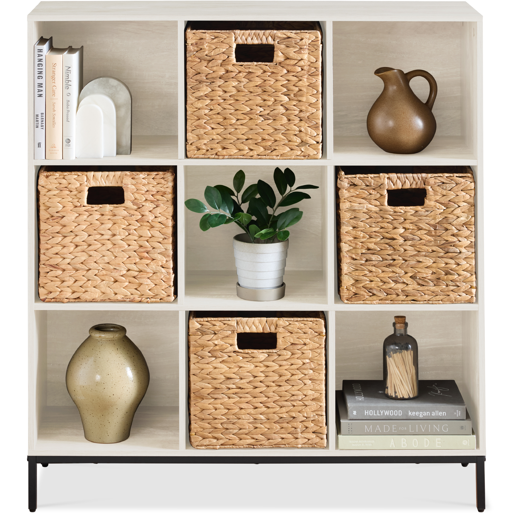 Best Choice Products Elevated 9-Cube Storage Organizer, 11in Shelf, Bookcase, Display Shelf, w/ Metal Legs  Whitewash - Whitewash