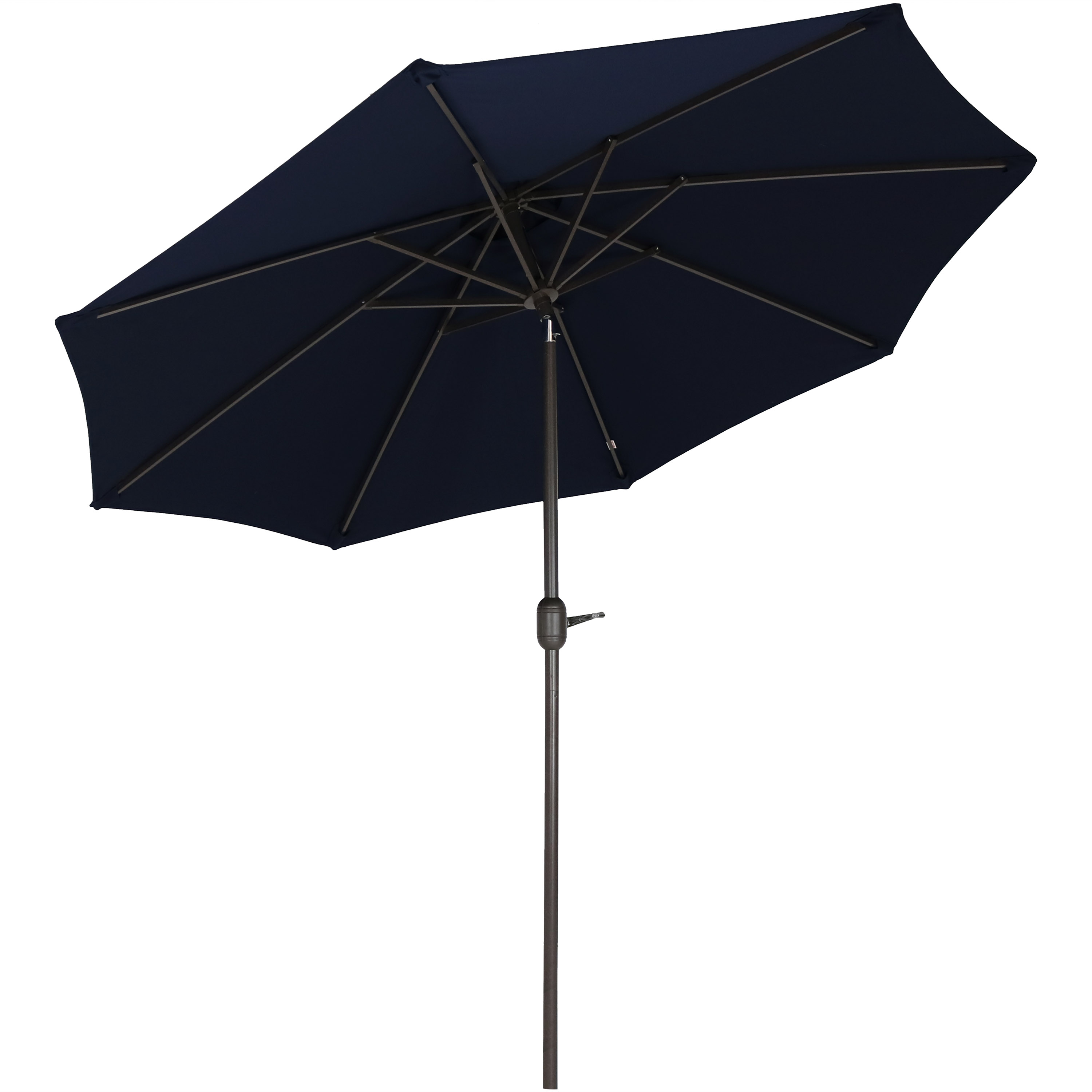 Sunnydaze 9-Foot Aluminum Sunbrella Market Umbrella with Auto Tilt and Crank, Navy Blue