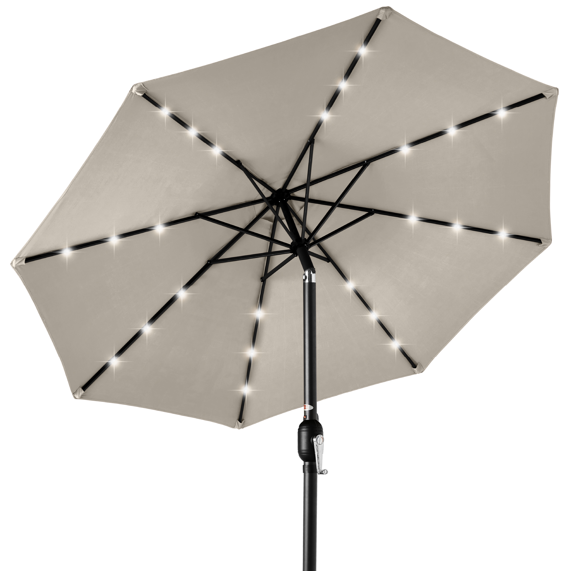 10ft Solar LED Lighted Patio Umbrella w/ Tilt Adjustment, UV-Resistant Fabric - Beige - Best Choice Products Online