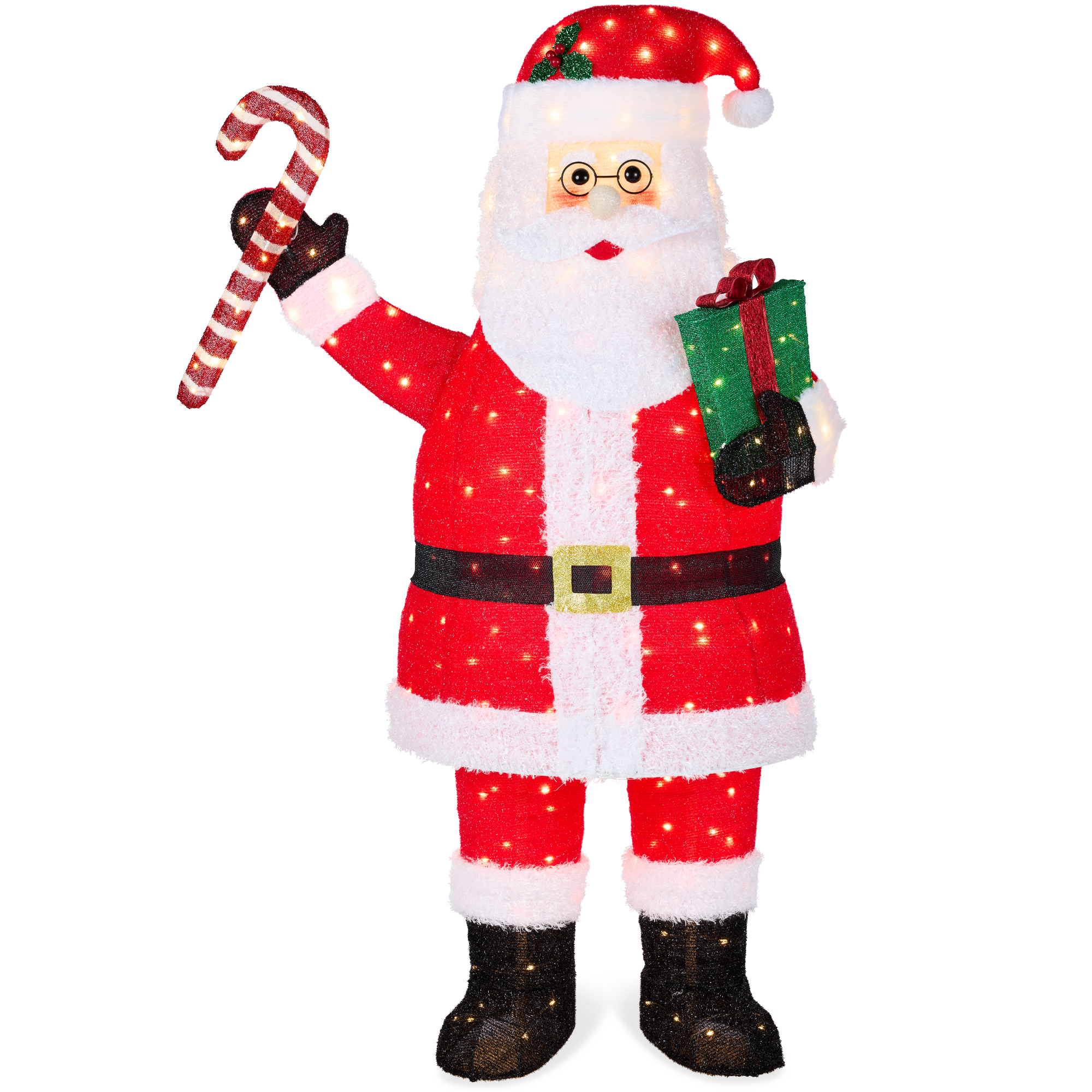 5ft Lighted Pop-Up Santa Claus, Outdoor Christmas Holiday Decoration w/ 250 LED Lights, Hat, Gift - Best Choice Products Online
