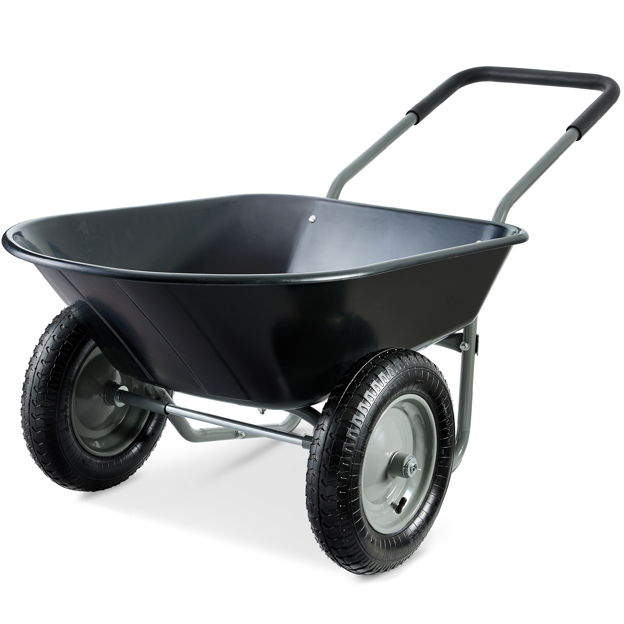Dual-Wheel Home Wheelbarrow Yard Garden Cart for Lawn, Construction - Black - Best Choice Products Online