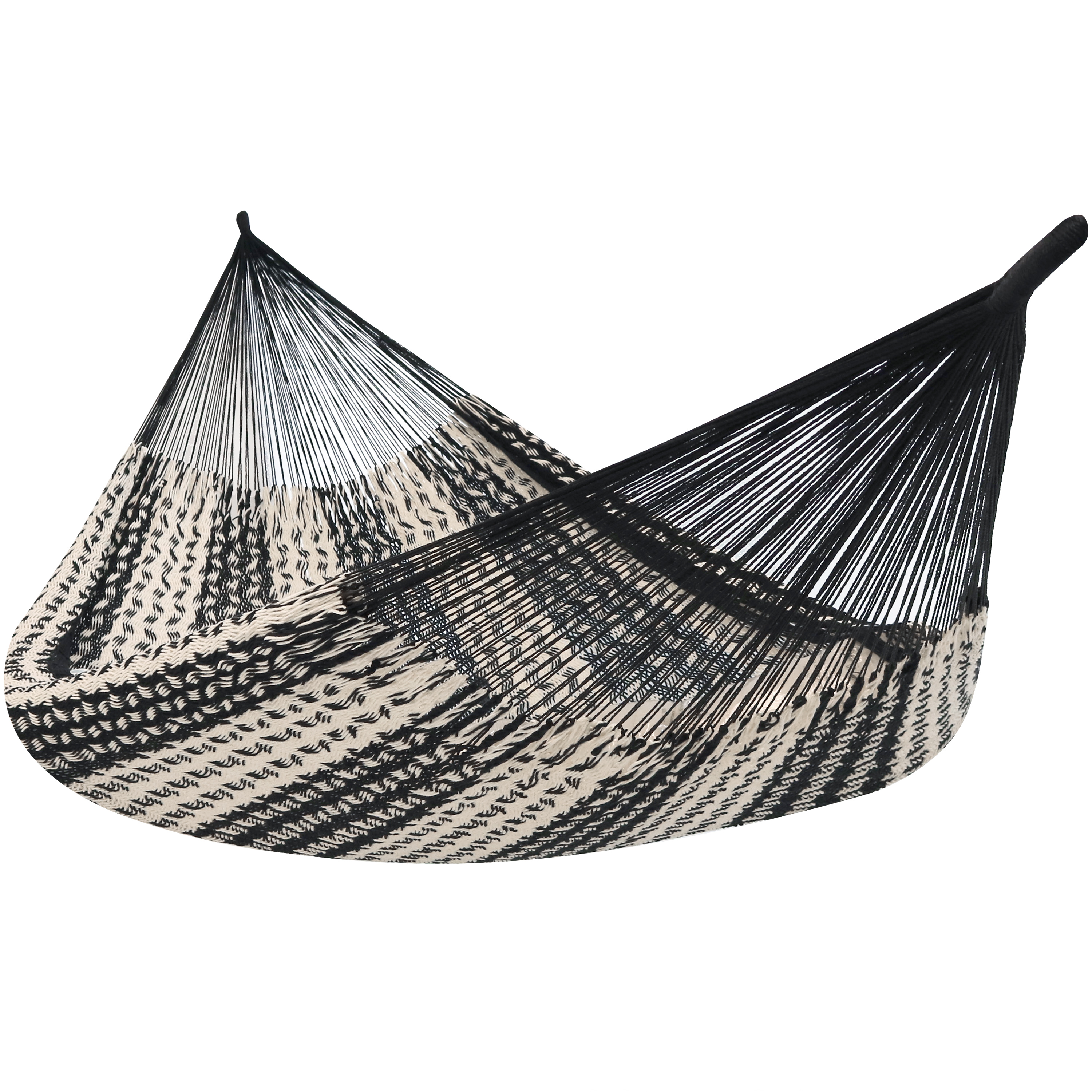 Sunnydaze Handwoven XXL Thick Cord Mayan Family Hammock - Black & Natural