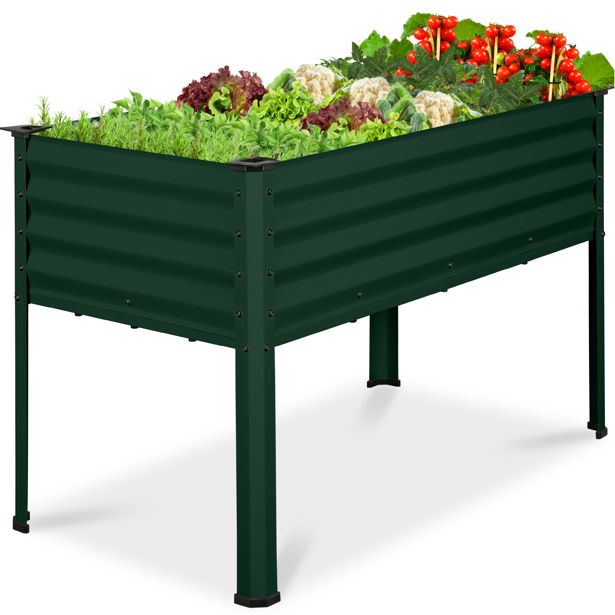 48x24x30in Elevated Galvanized Metal Garden Bed w/ Corner Protectors - Dark Green - Best Choice Products Online