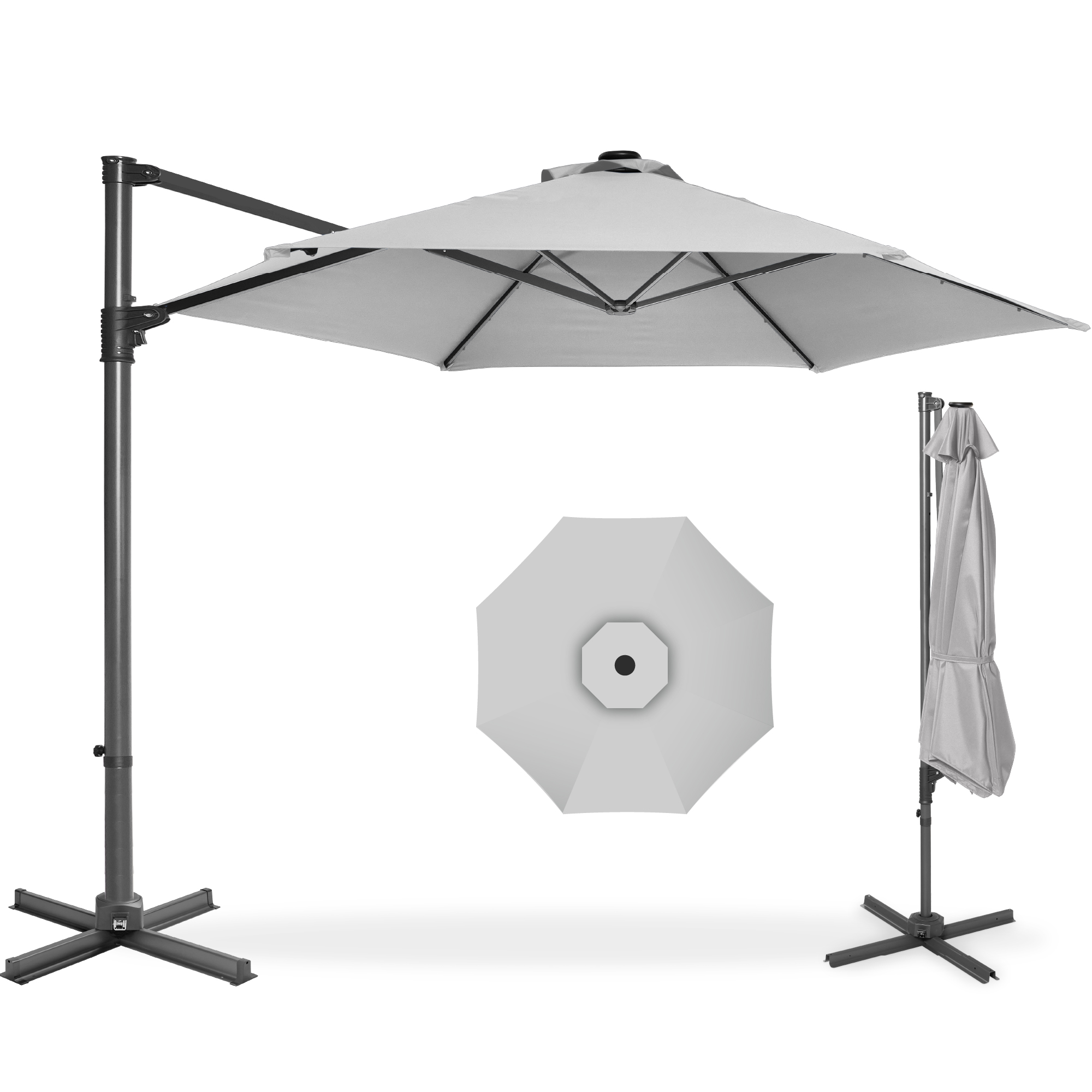 Best Choice Products 10ft 360 Rotating Cantilever Offset Hanging Patio Umbrella - Fog Gray