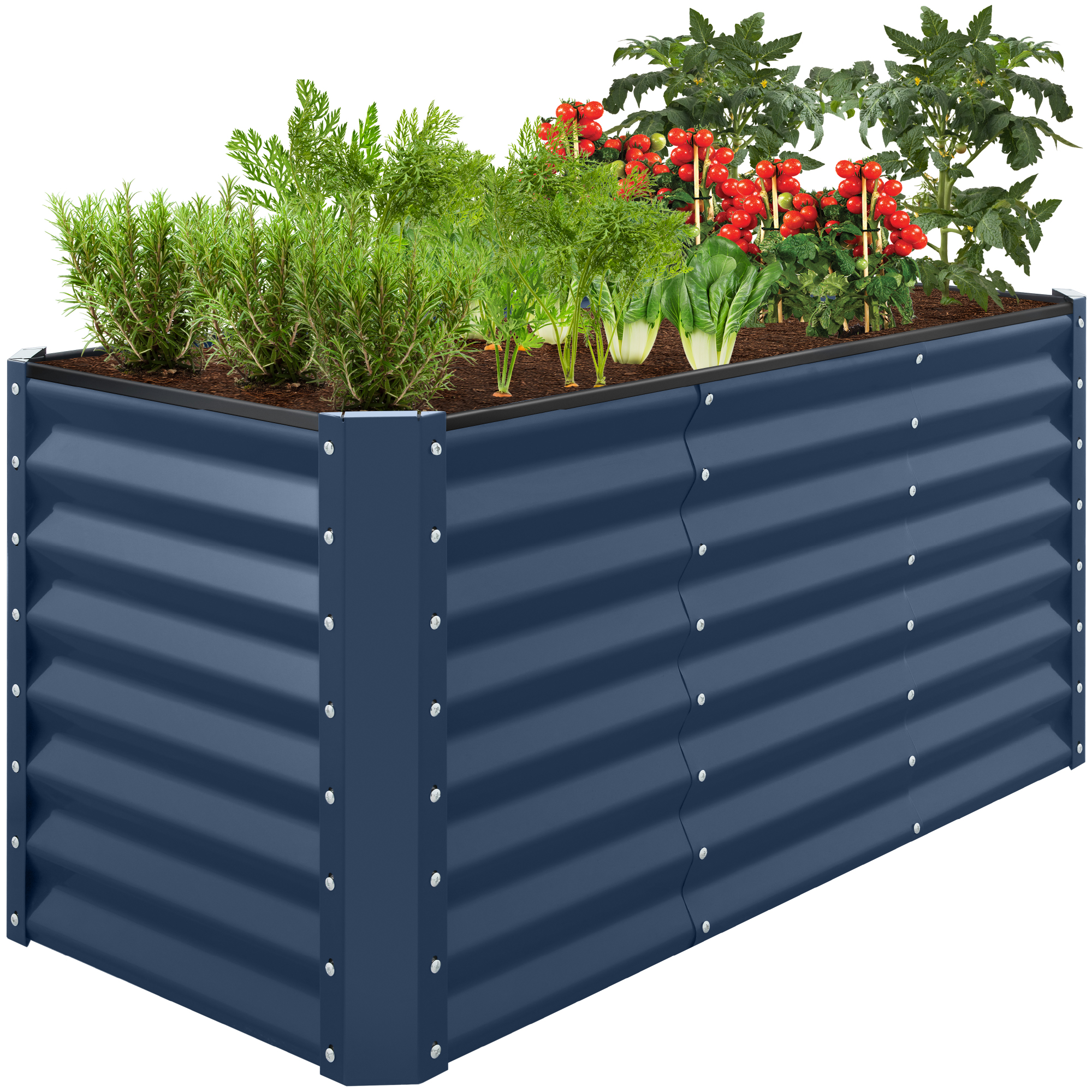 4x2x2ft Outdoor Metal Raised Garden Bed, Planter Box for Vegetables, Flowers, Herbs - Navy - Best Choice Products Online