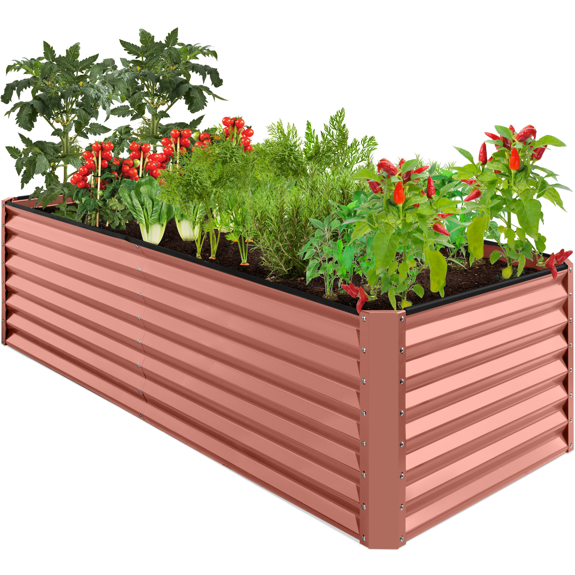 8x4x2ft Raised Metal Garden Bed 8x4x2ft Outdoor Planter Box For Vegetables, Flowers, Herbs, Succulents - Terracotta - Best Choice Products Online