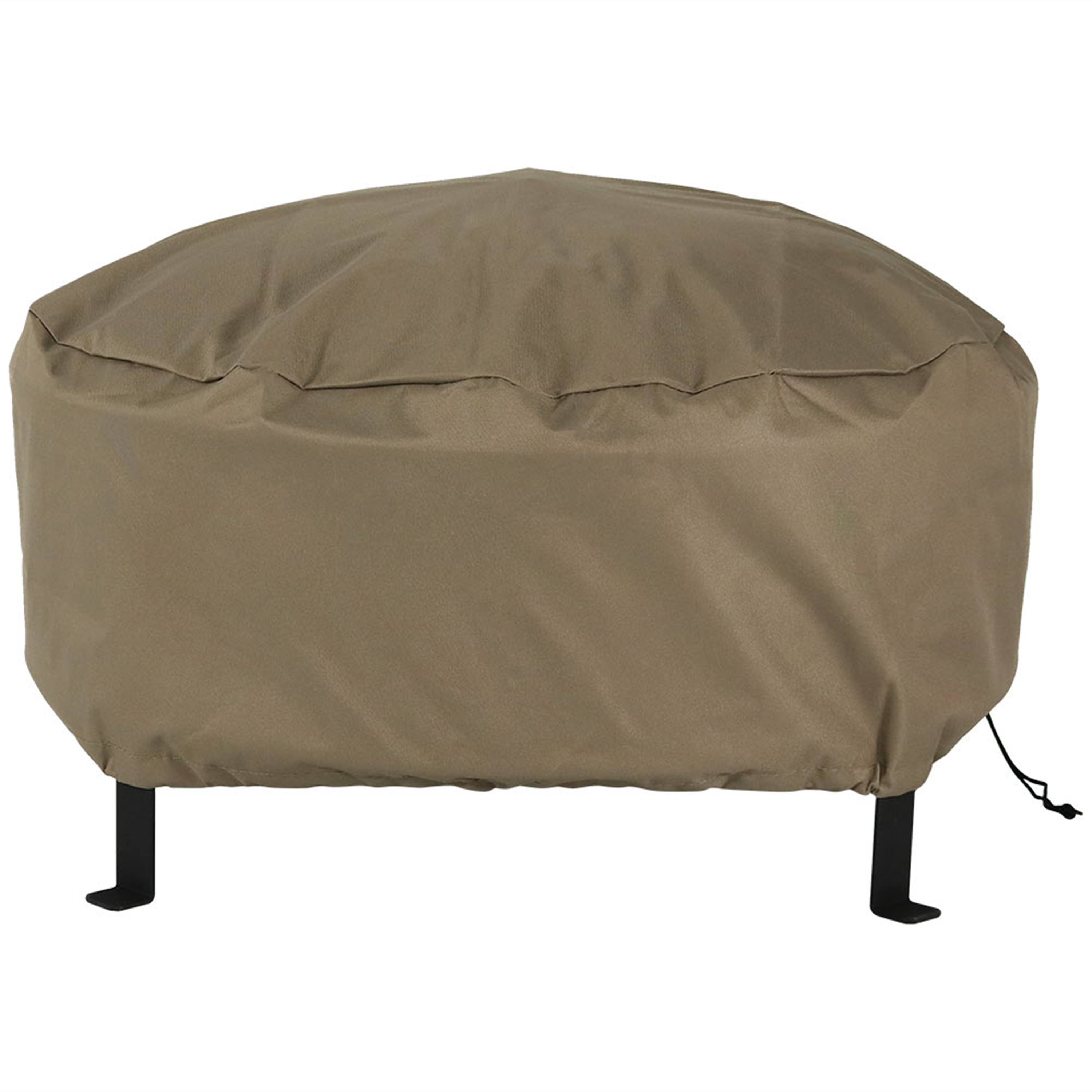 Sunnydaze Heavy-Duty Weather-Resistant Round Fire Pit Cover with Drawstring and Toggle Closure, Size and Color Options Available, Khaki, 80-inch Diameter