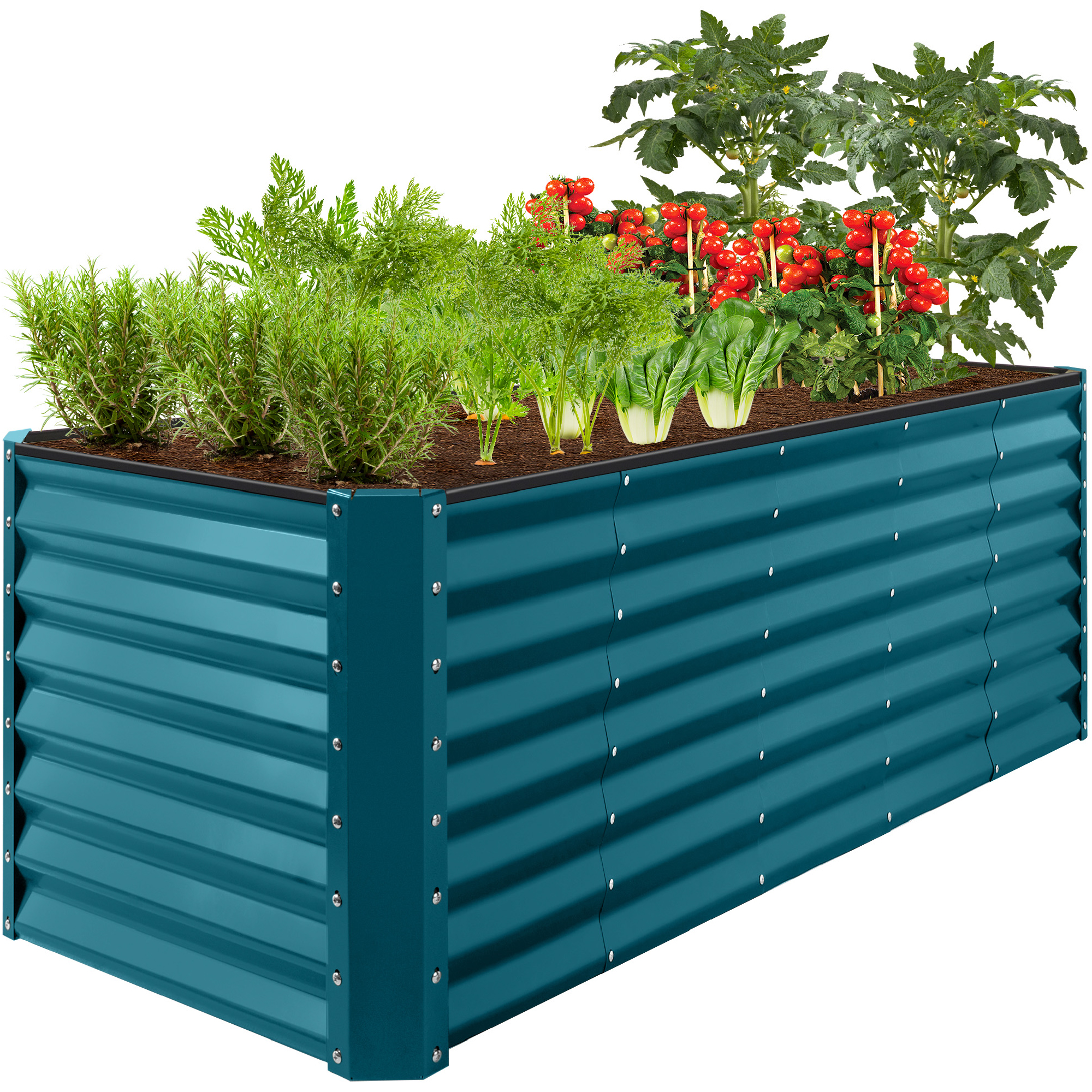 8x2x2ft Raised Metal Outdoor Garden Bed, Planter Box for Flowers, Vegetables, Herbs - Peacock Blue - Best Choice Products Online