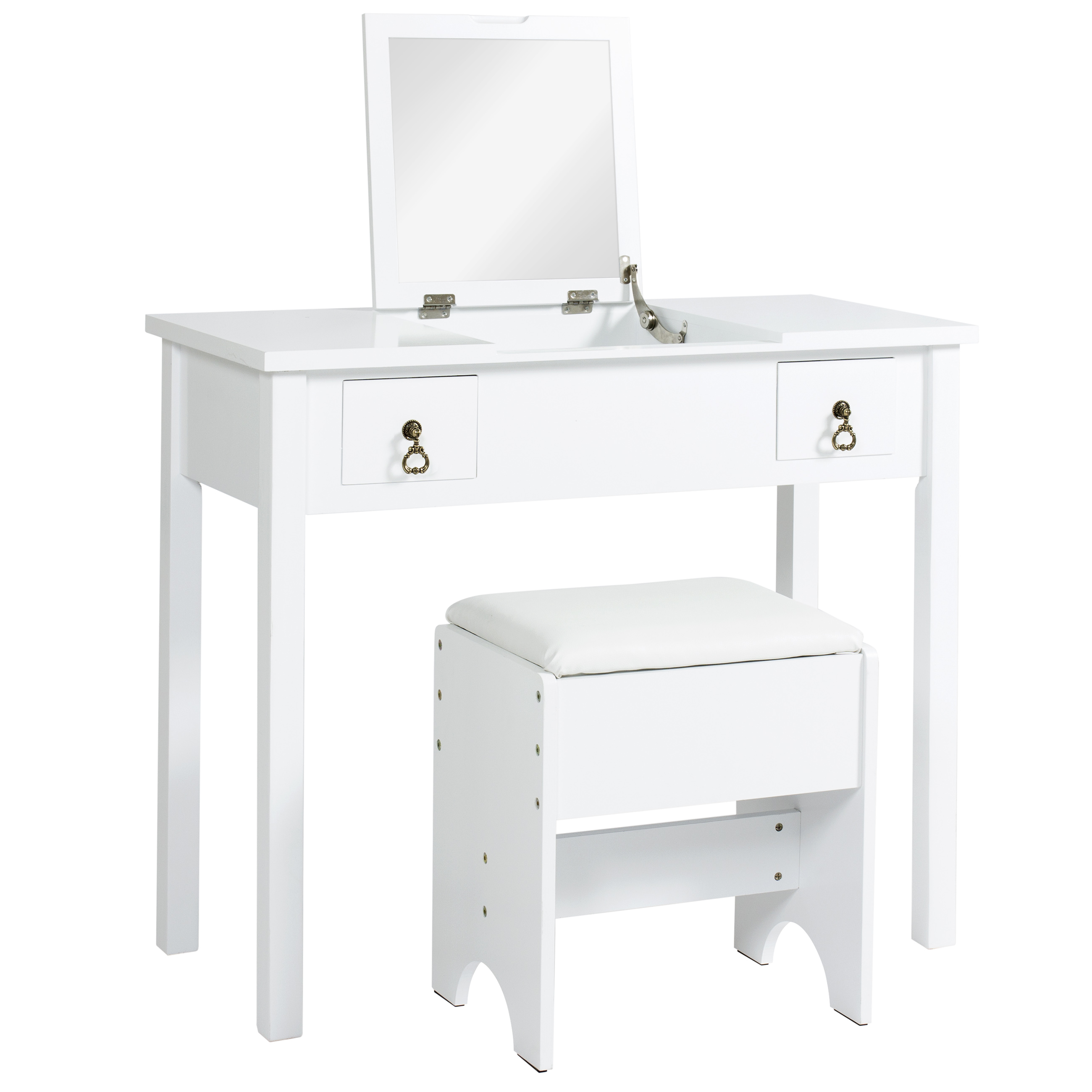 Best Choice Products Vanity Dressing Table Set w/ Mirror, Stool, Storage Boxes - White