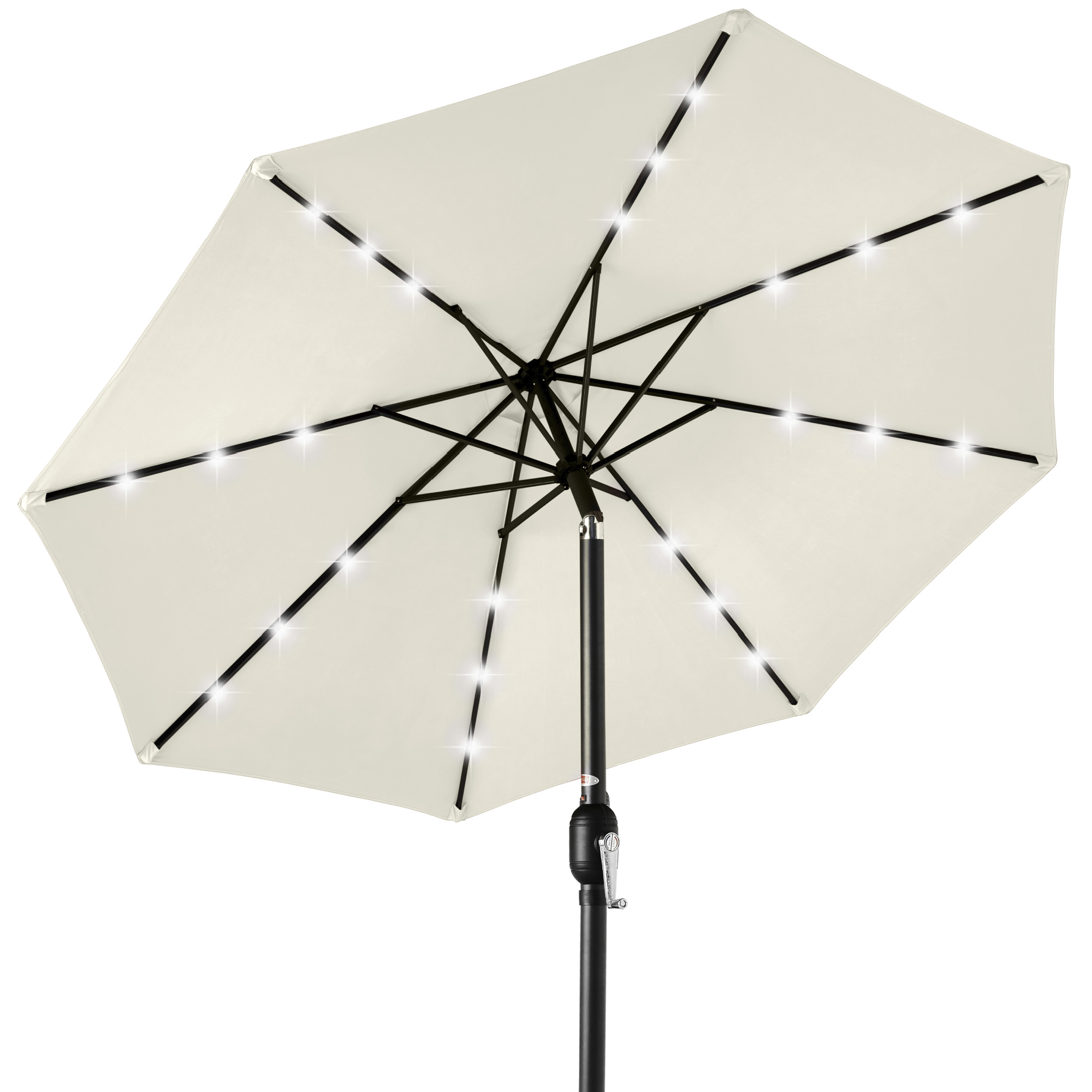10ft Solar LED Lighted Patio Umbrella w/ Tilt Adjustment, UV-Resistant Fabric - Ivory - Best Choice Products Online
