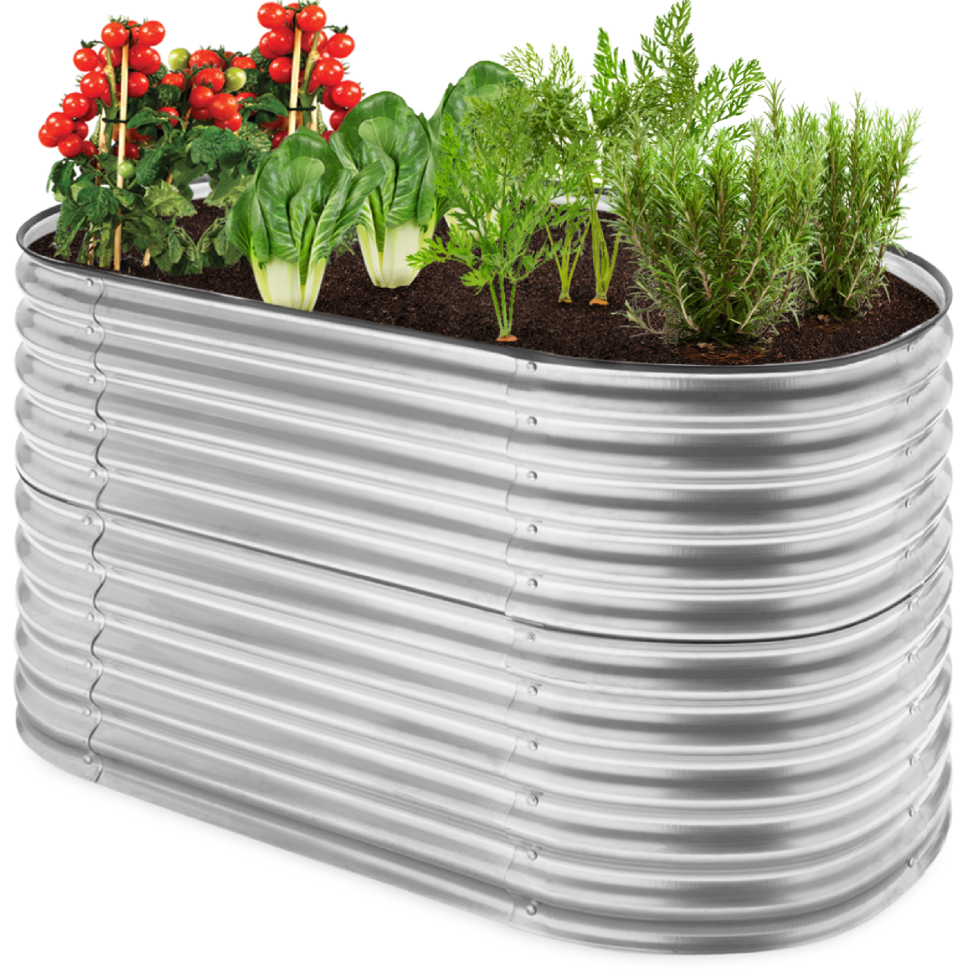 Customizable Raised Garden Bed, Outdoor Metal Planter - 63in, Silver | Best Choice Products Online