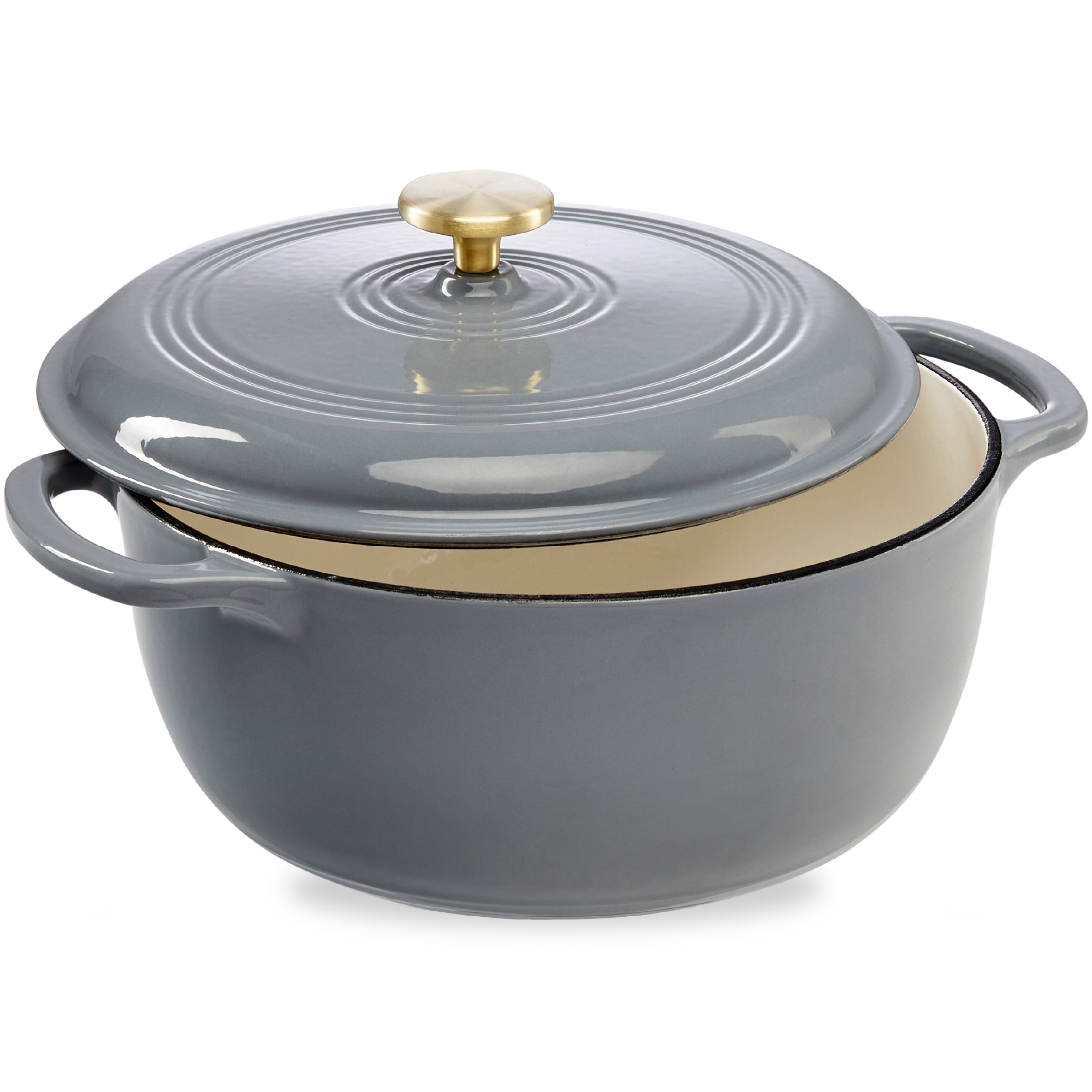 7.5qt Enamel Cast-Iron Dutch Oven, Heavy-Duty Cookware w/ Dual Handles - Dark Gray - Best Choice Products Online