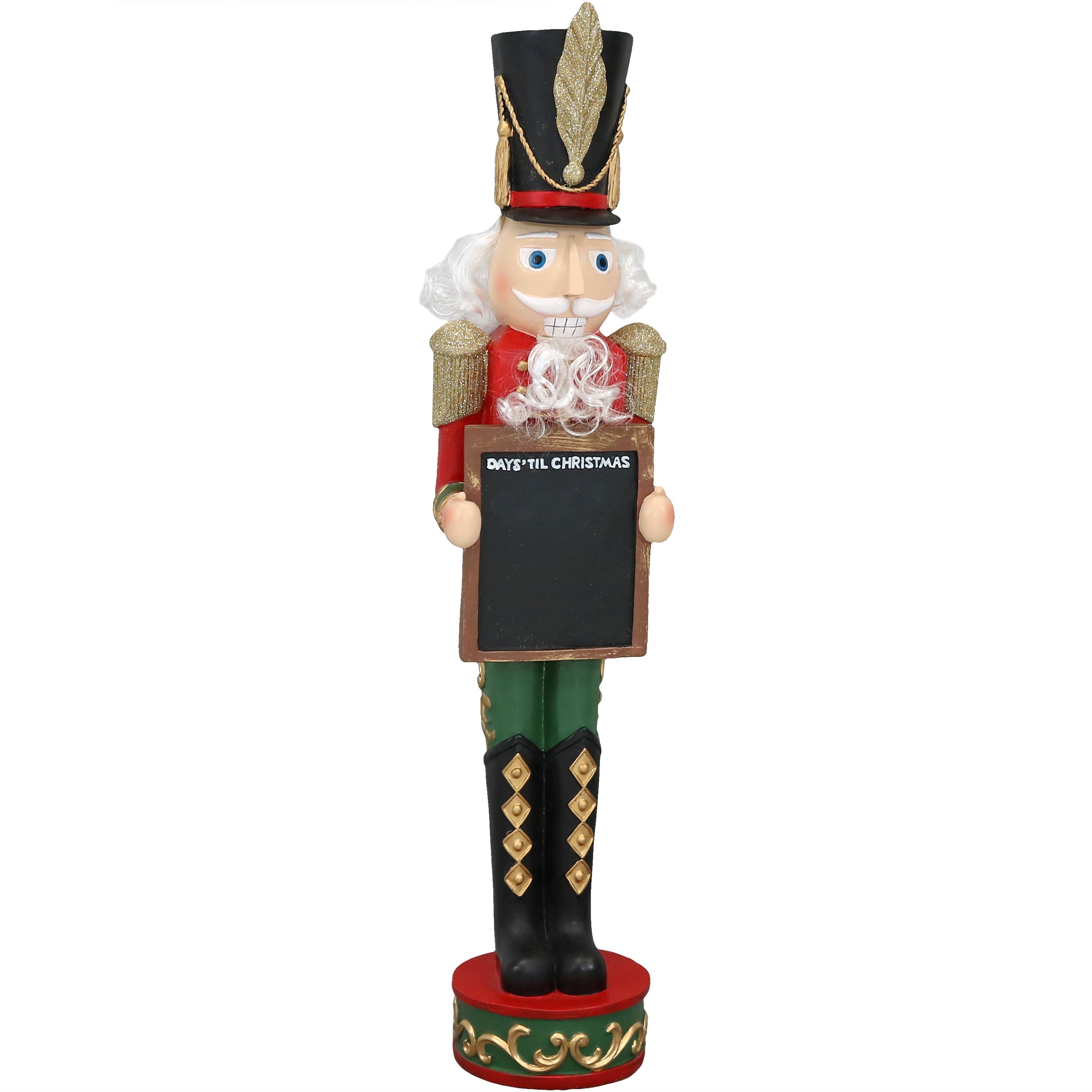 Sunnydaze Friedrich the Nutcracker with Sign Indoor/Outdoor Christmas Decor, Polyresin, 36-Inch, 1 Statue