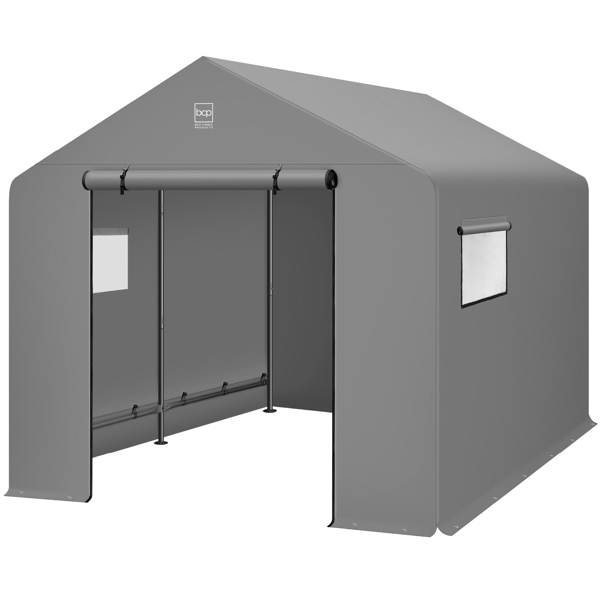 10x8ft Outdoor Fabric Storage Shed, Steel Frame, Dual Roll-Up Zipper Doors, Window - Gray - Best Choice Products Online