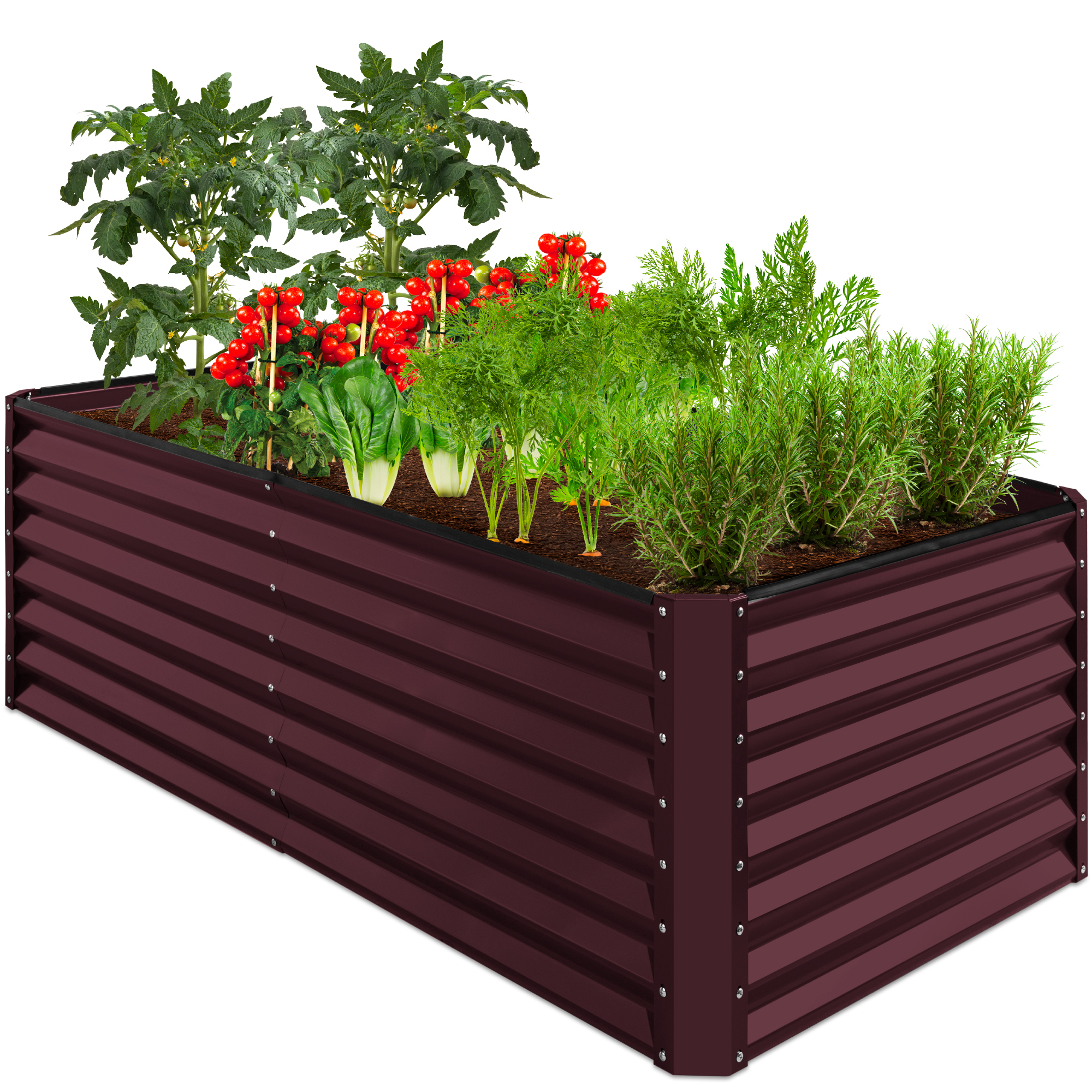 Raised Garden Bed 6x3x2ft, Outdoor Metal Planter Box For Vegetables, Flowers, Herbs, Succulents - Burgundy - Best Choice Products Online
