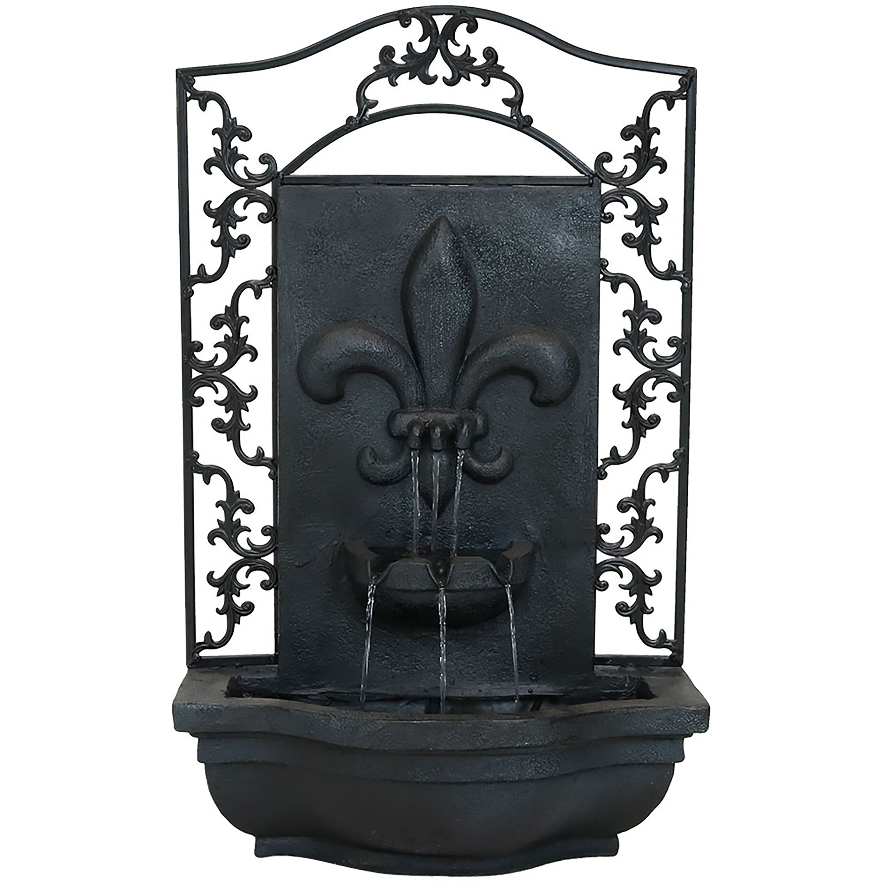 Sunnydaze French Lily Solar Outdoor Wall Fountain, Includes Solar Pump and Panel, Lead, Solar Only Feature