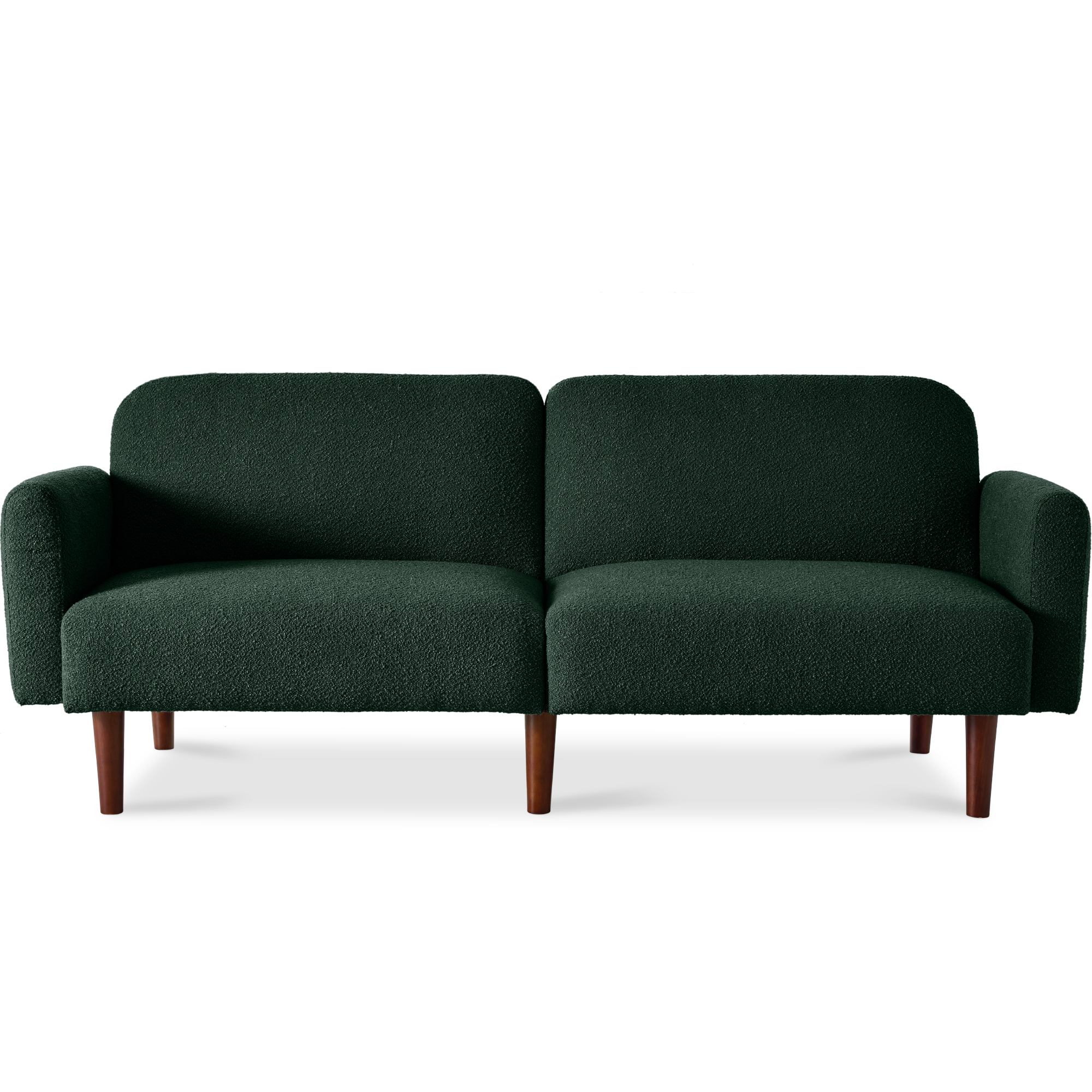 Curved Convertible Futon, Boucle Fabric Split-Back Sleeper Bed - Evergreen - Best Choice Products Online