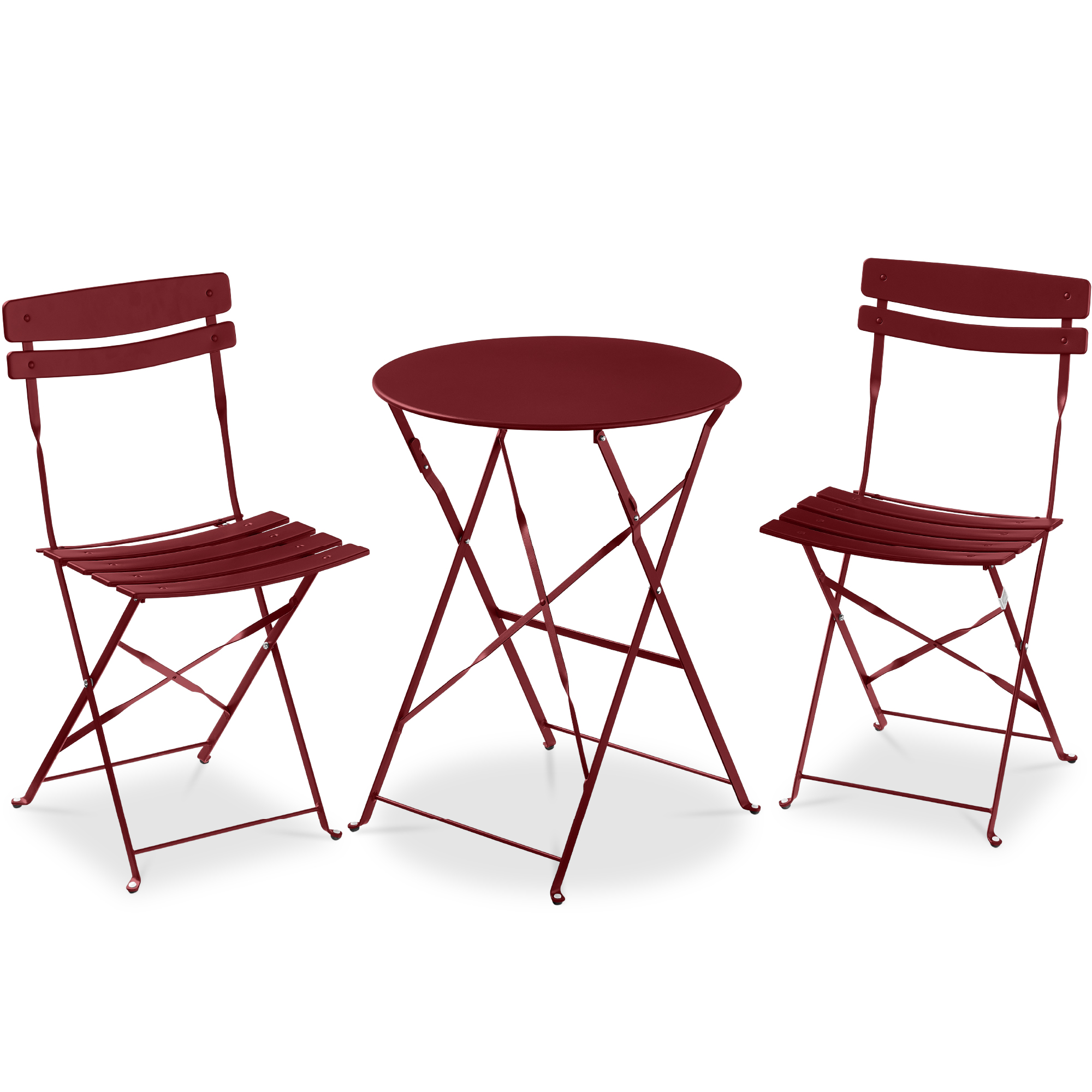3-Piece Bistro Set, Folding Patio Furniture w/ 2 Chairs & Table - Burgundy - Best Choice Products Online