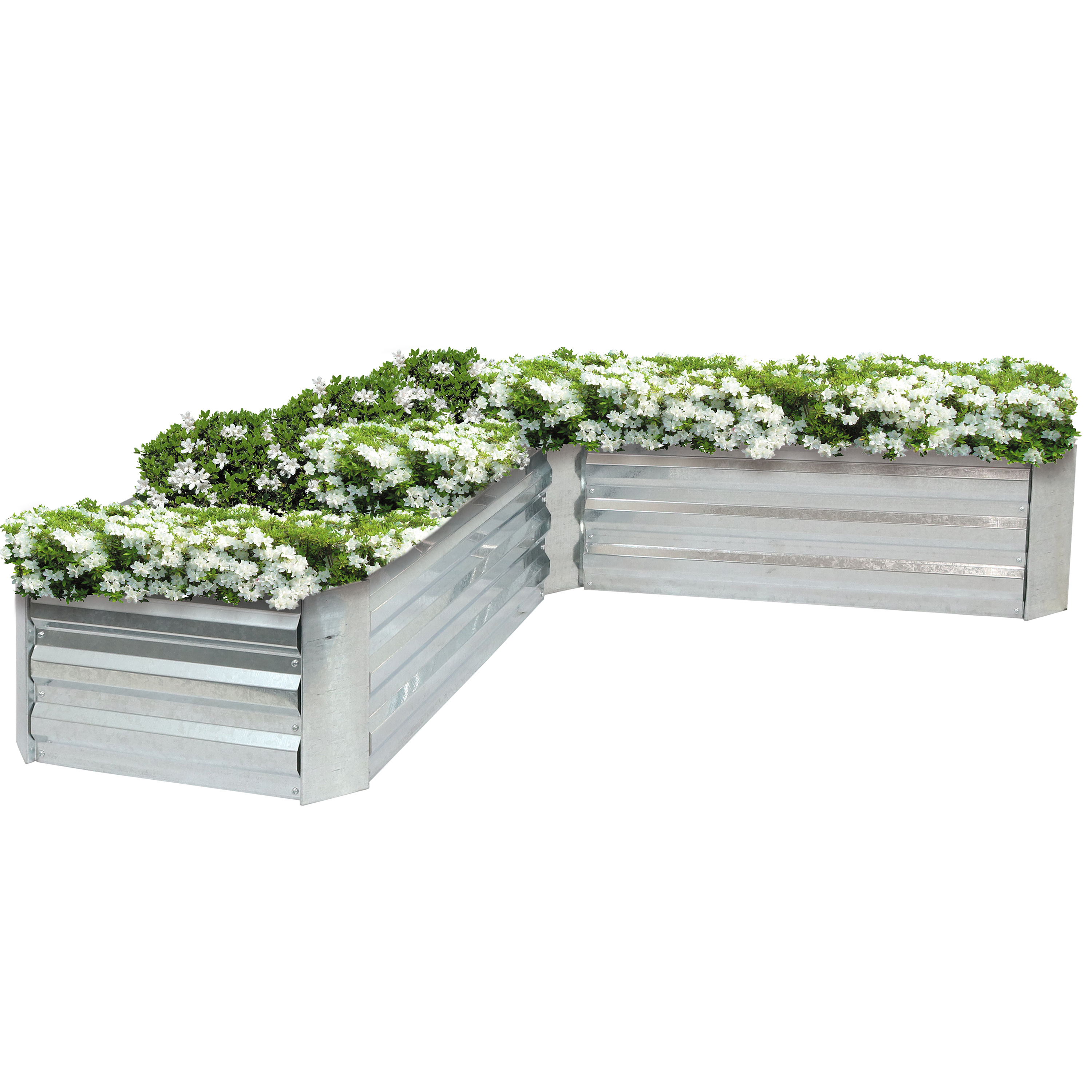 Galvanized Steel L-Shaped Raised Garden Bed - Silver