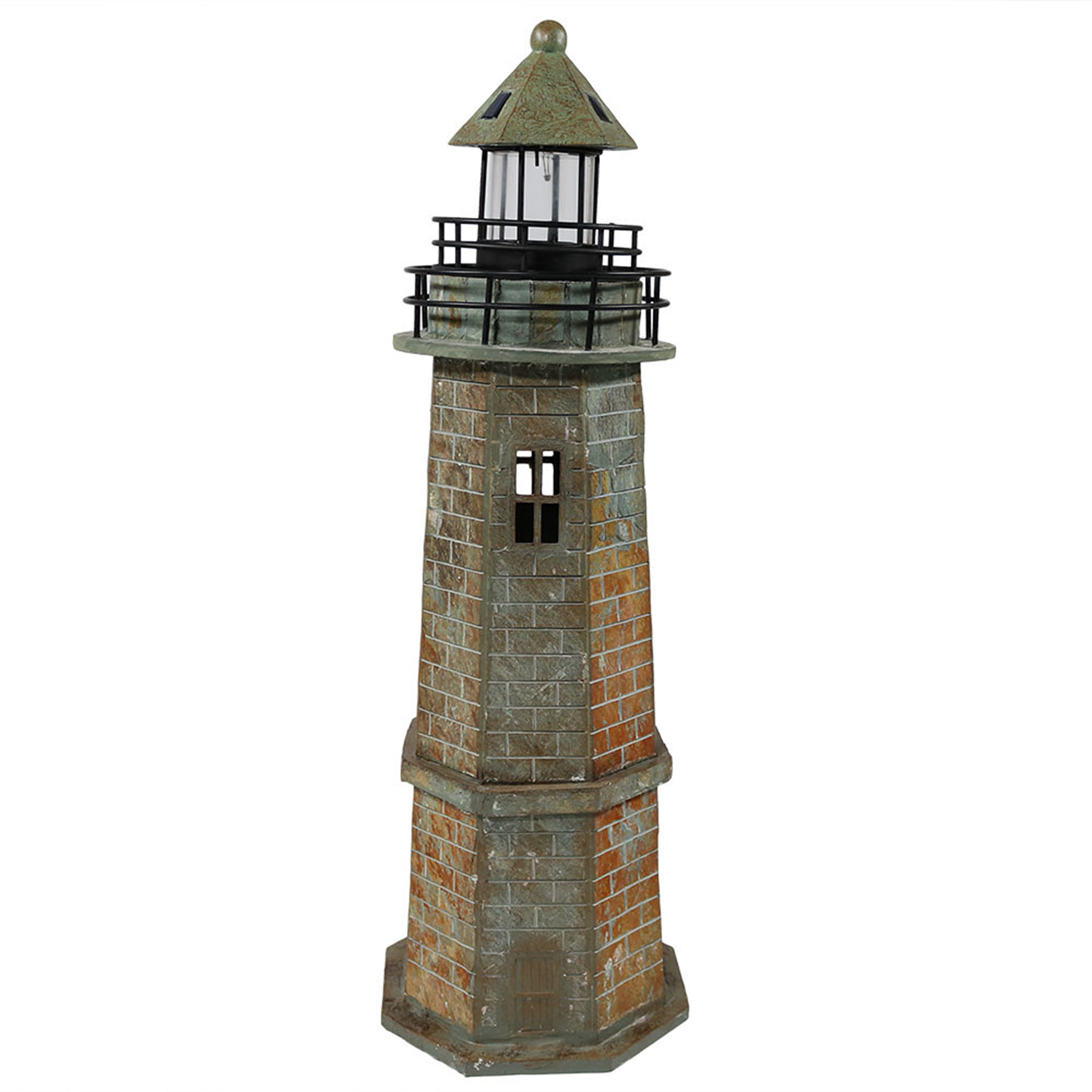 Sunnydaze Solar LED Lighthouse Statue Decor - 35-Inch