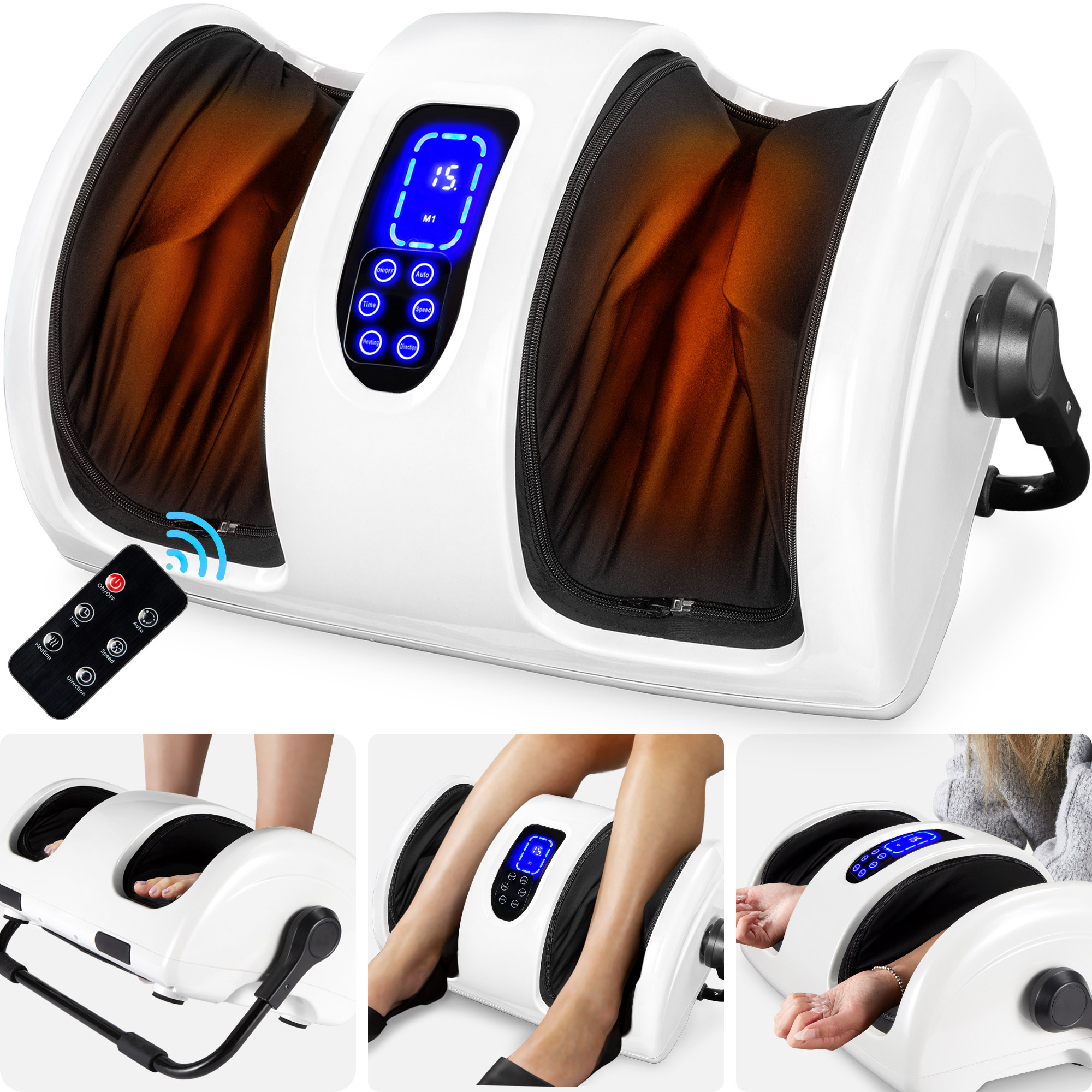 Shiatsu Foot Massager Therapeutic Reflexology w/ High-Intensity Rollers, Electric - Pearl White - Best Choice Products Online