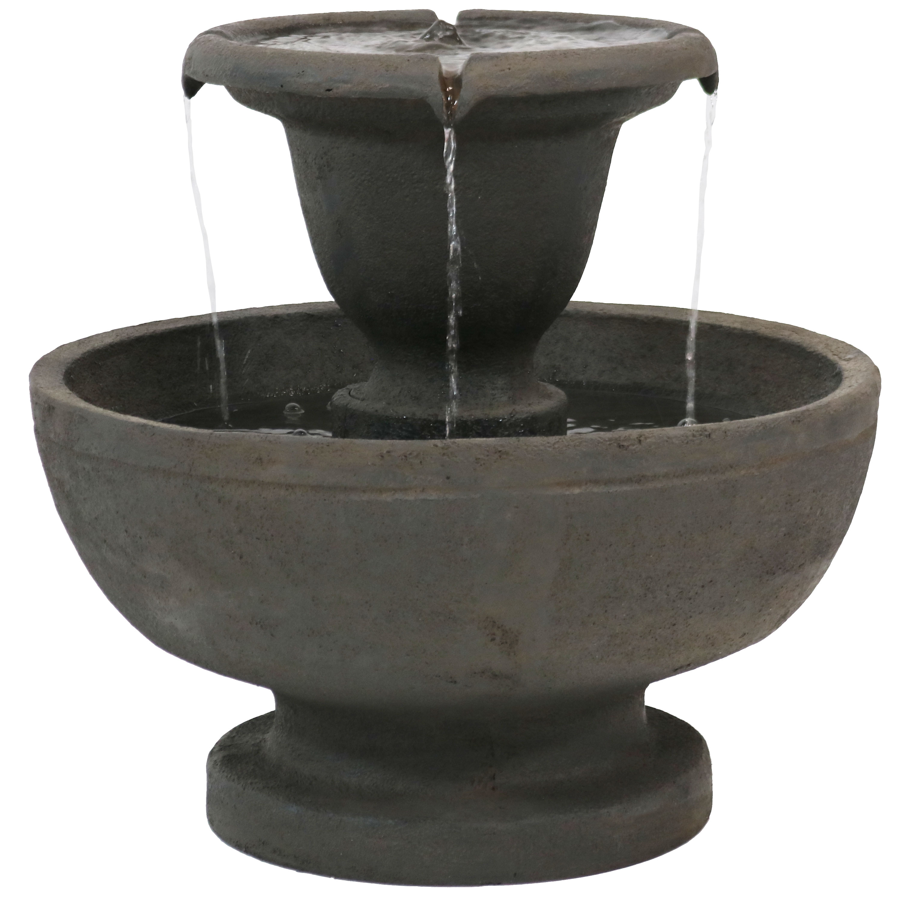 Sunnydaze 2-Tier Streaming Falls Outdoor Water Fountain - 25-Inch