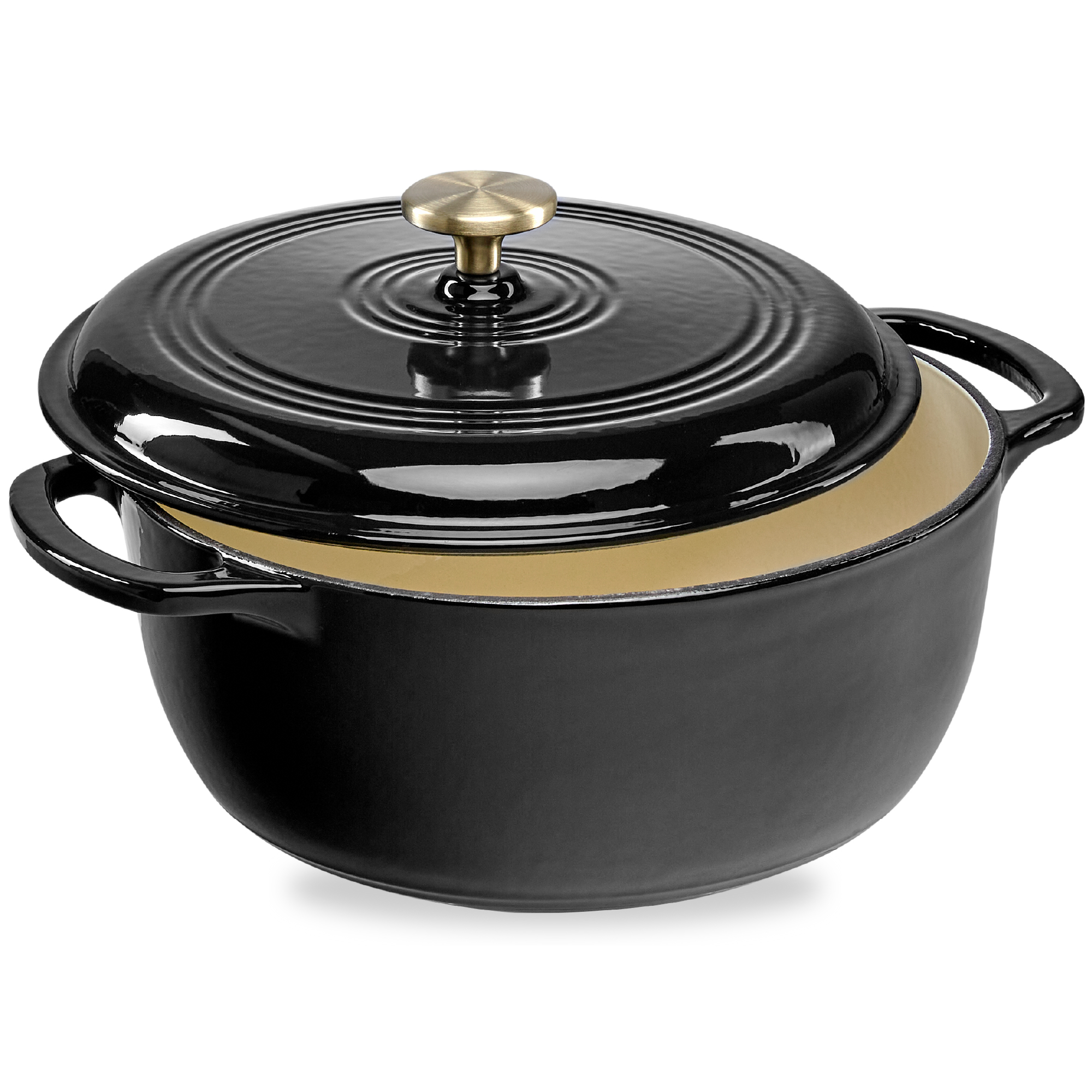 7.5qt Enamel Cast-Iron Dutch Oven, Heavy-Duty Cookware w/ Dual Handles - Black - Best Choice Products Online
