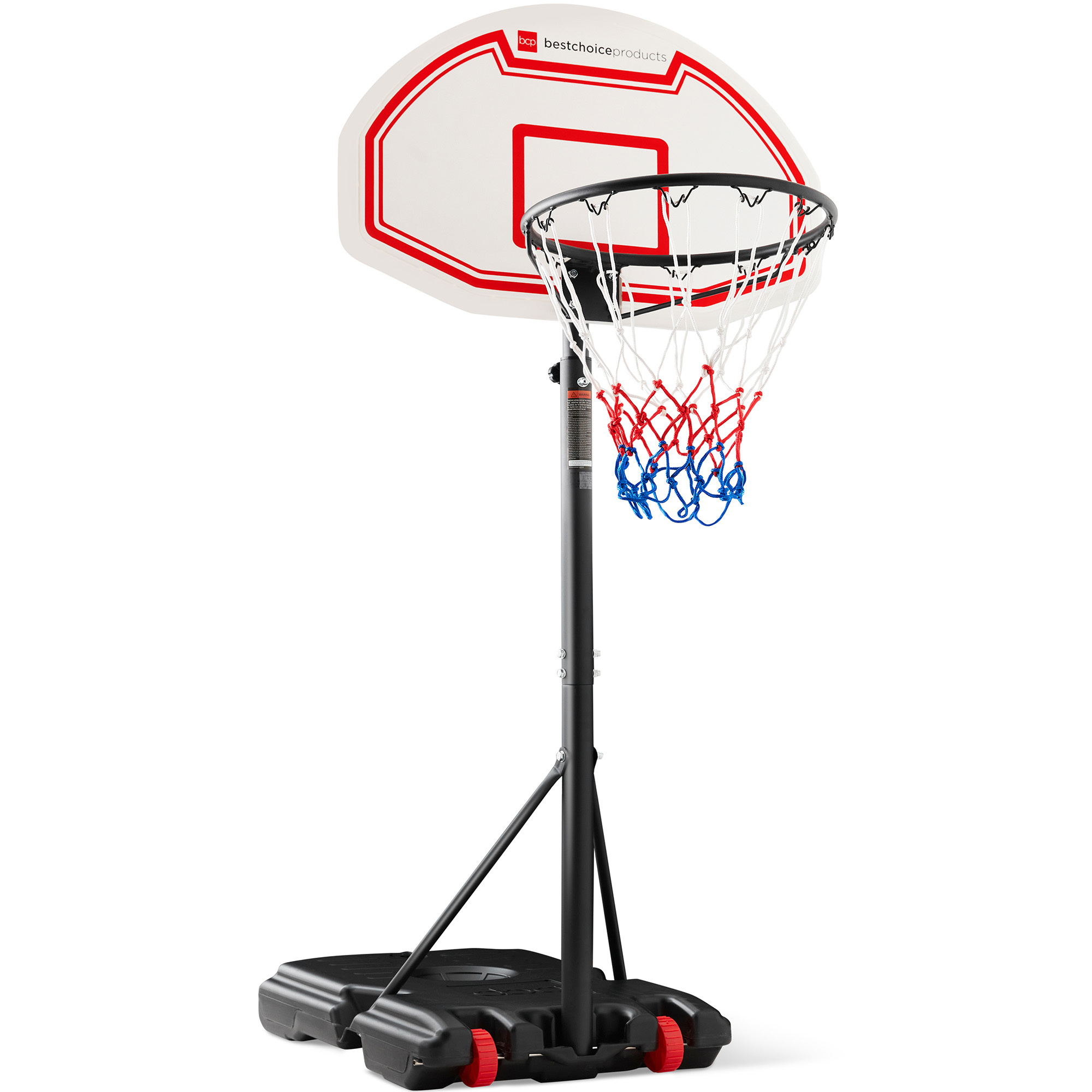 Height-Adjustable Basketball Hoop For Kids, Portable Backboard System Stand w/ Wheels - White - Best Choice Products Online