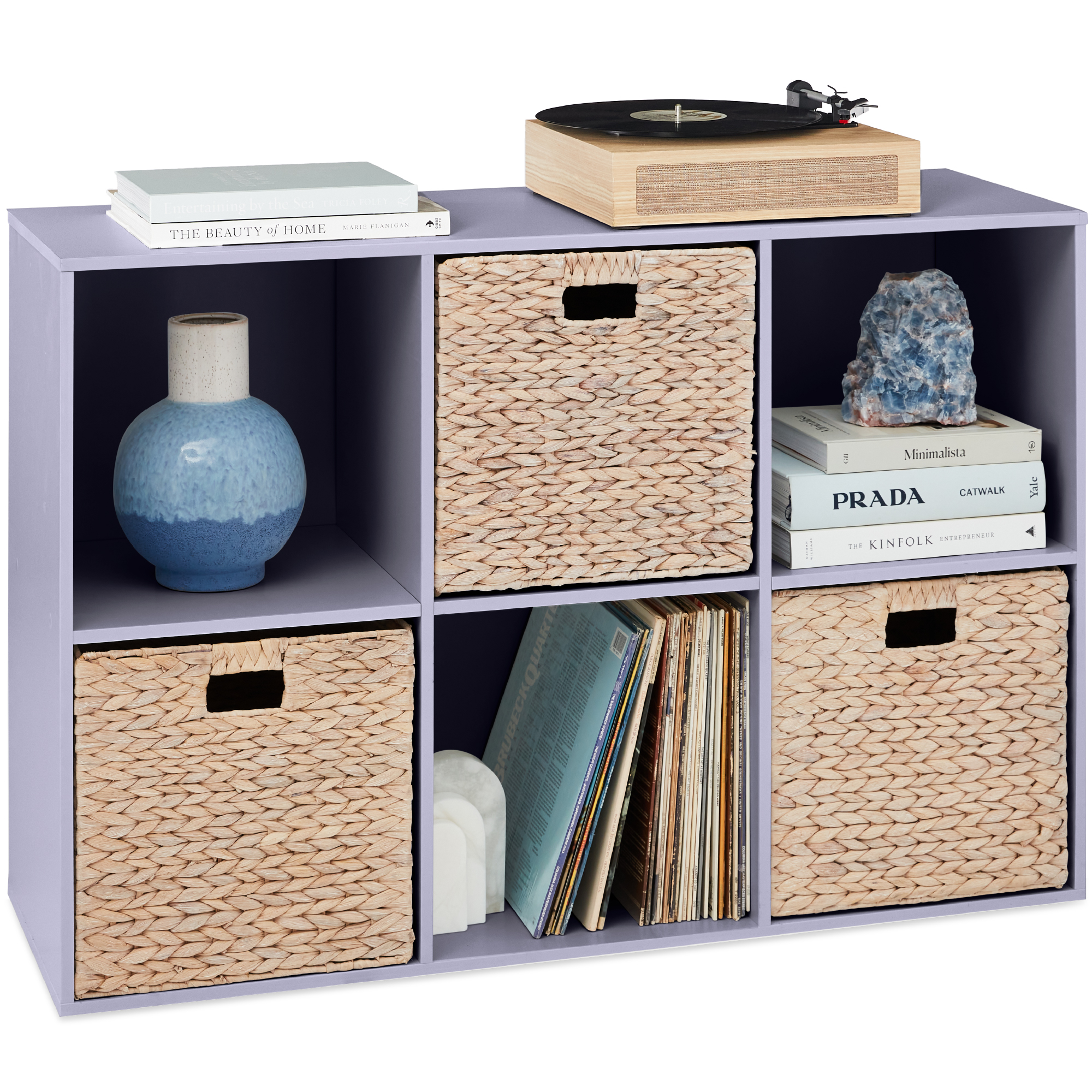 6-Cube Bookshelf, 13.5in Display Storage System, Organizer w/ Removable Back Panels - Lavender - Best Choice Products Online