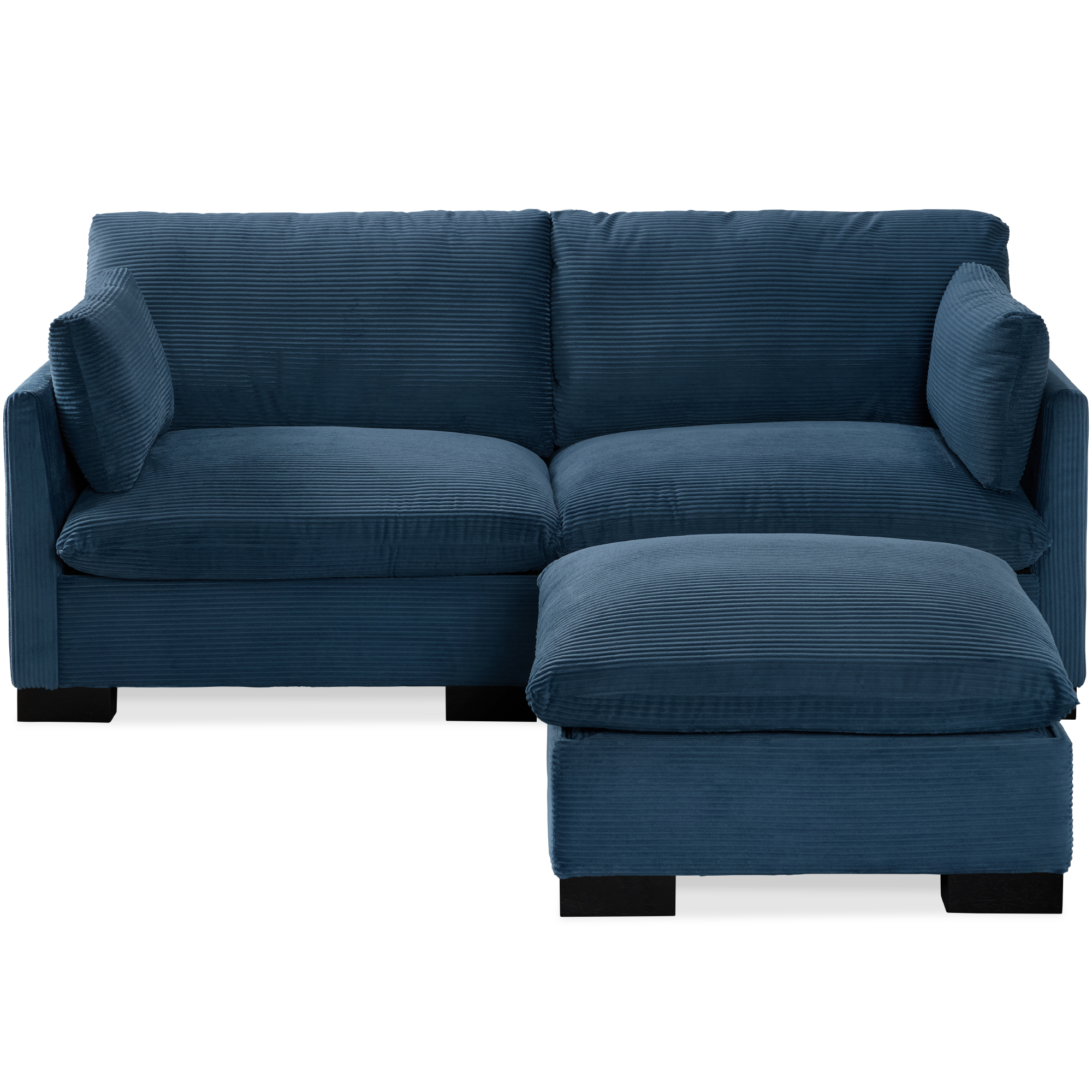 82in Modular Sectional Pillowtop Sofa w/ Ottoman & Storage - Stone Blue - Best Choice Products Online