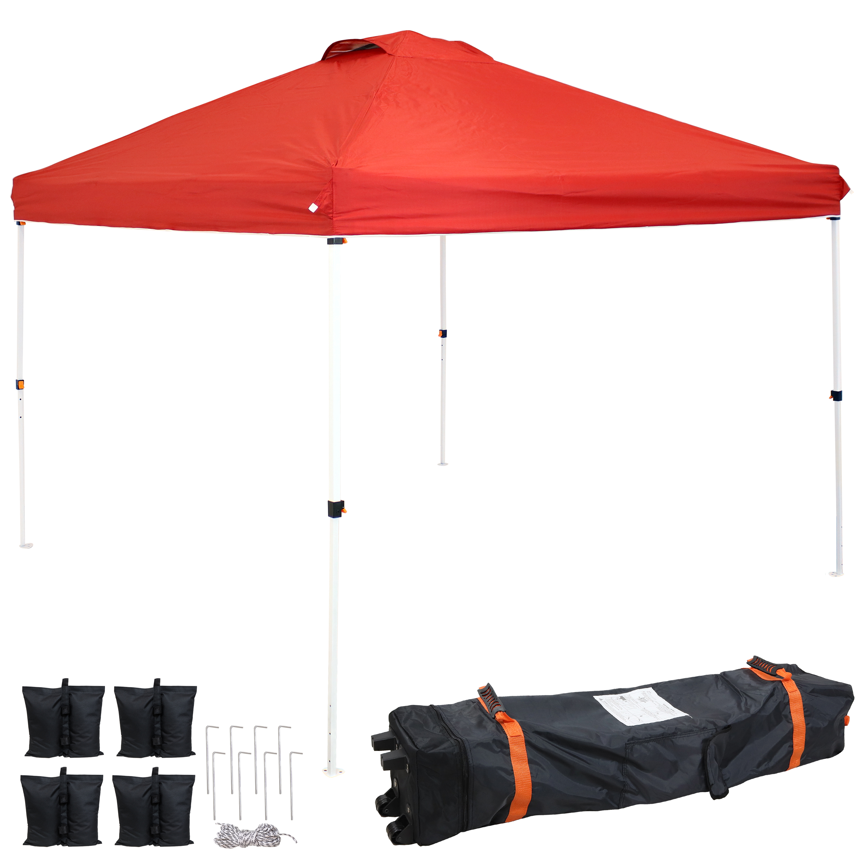 Sunnydaze 10x10 Foot Premium Pop-Up Canopy and Carry Bag/Sandbags - Red