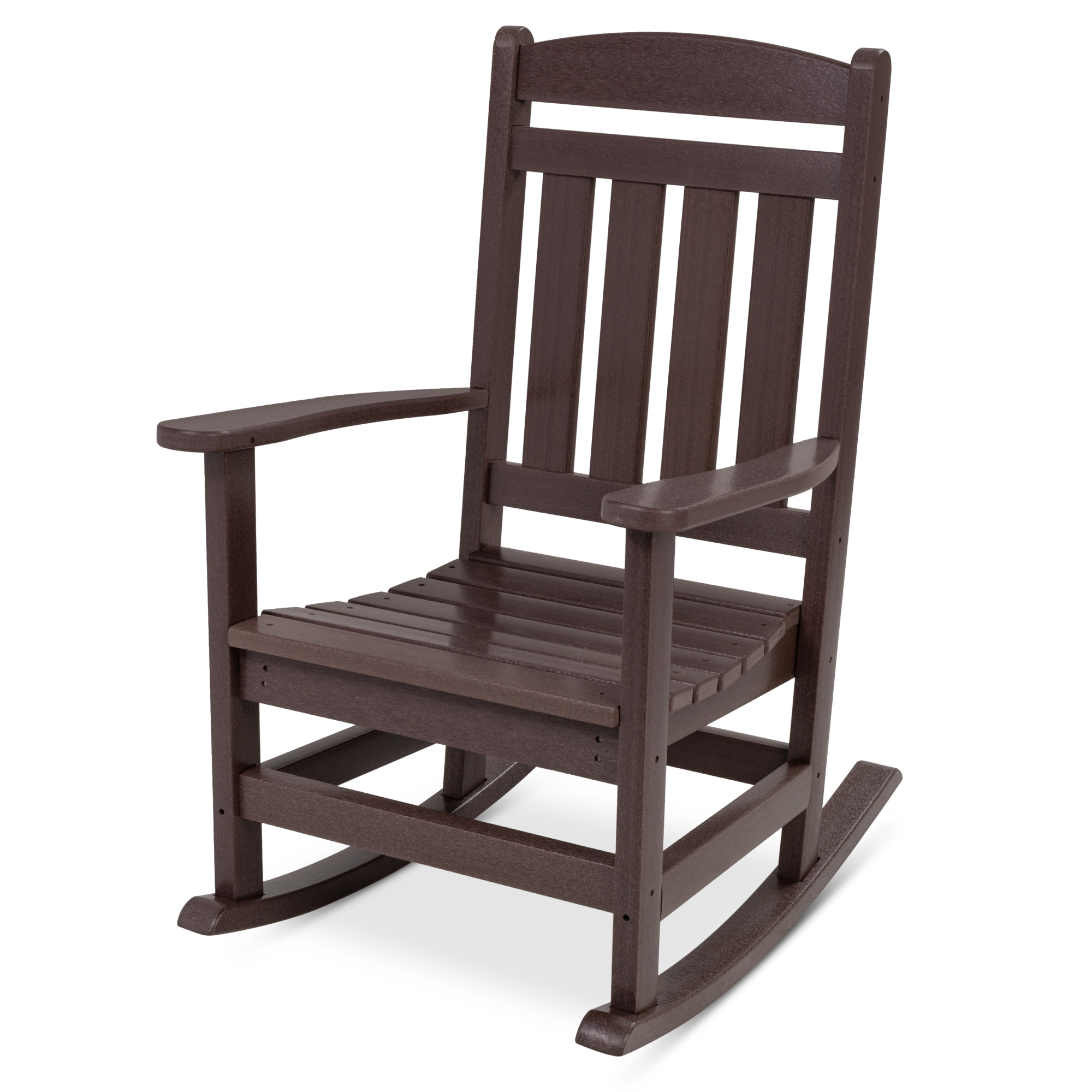 All-Weather Rocking Chair, Indoor Outdoor HDPE Porch Rocker w/ 300lb Weight Capacity - Brown | Best Choice Products Online