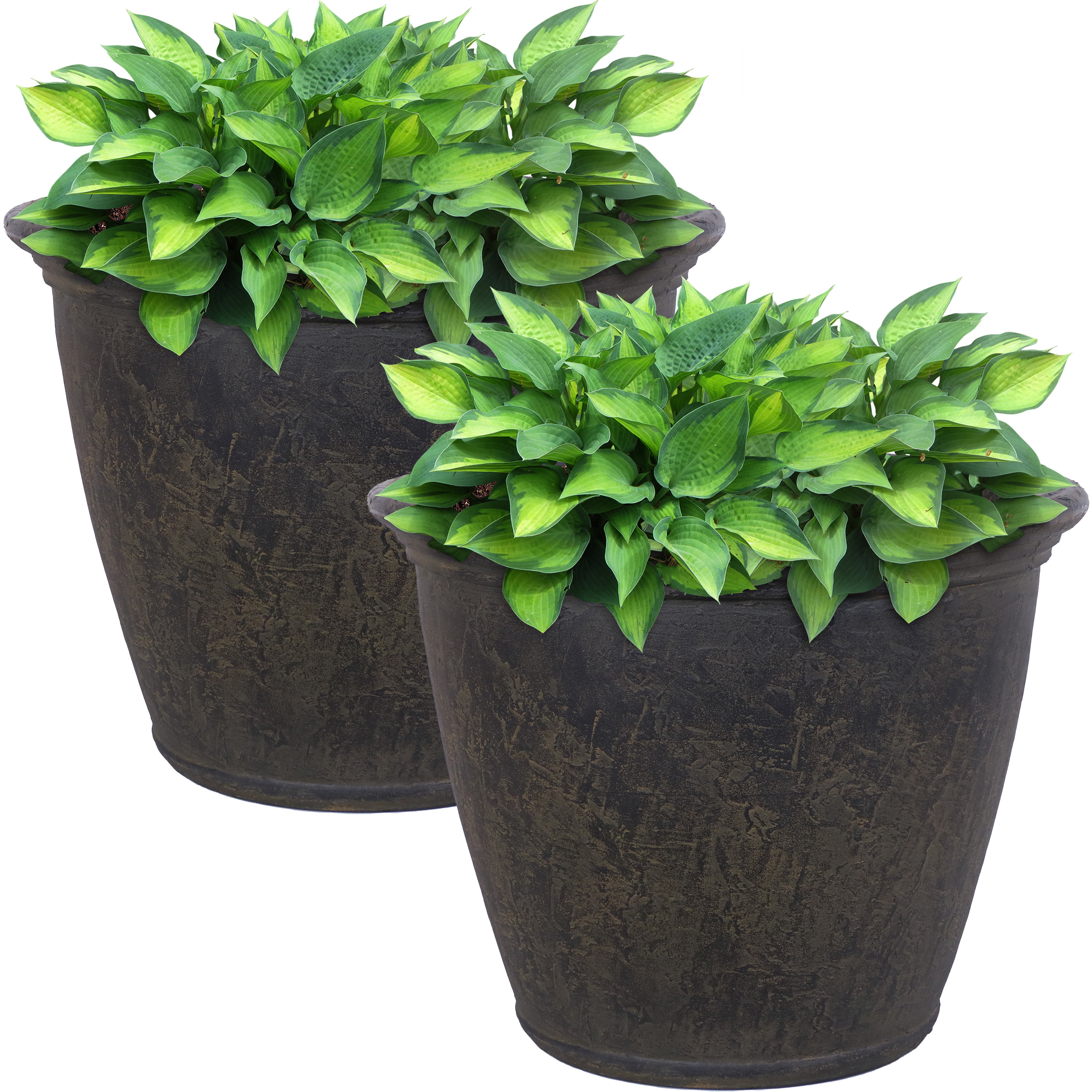 Sunnydaze Anjelica Outdoor Flower Pot Planter - Sable Finish - 24-Inch - 2-Pack