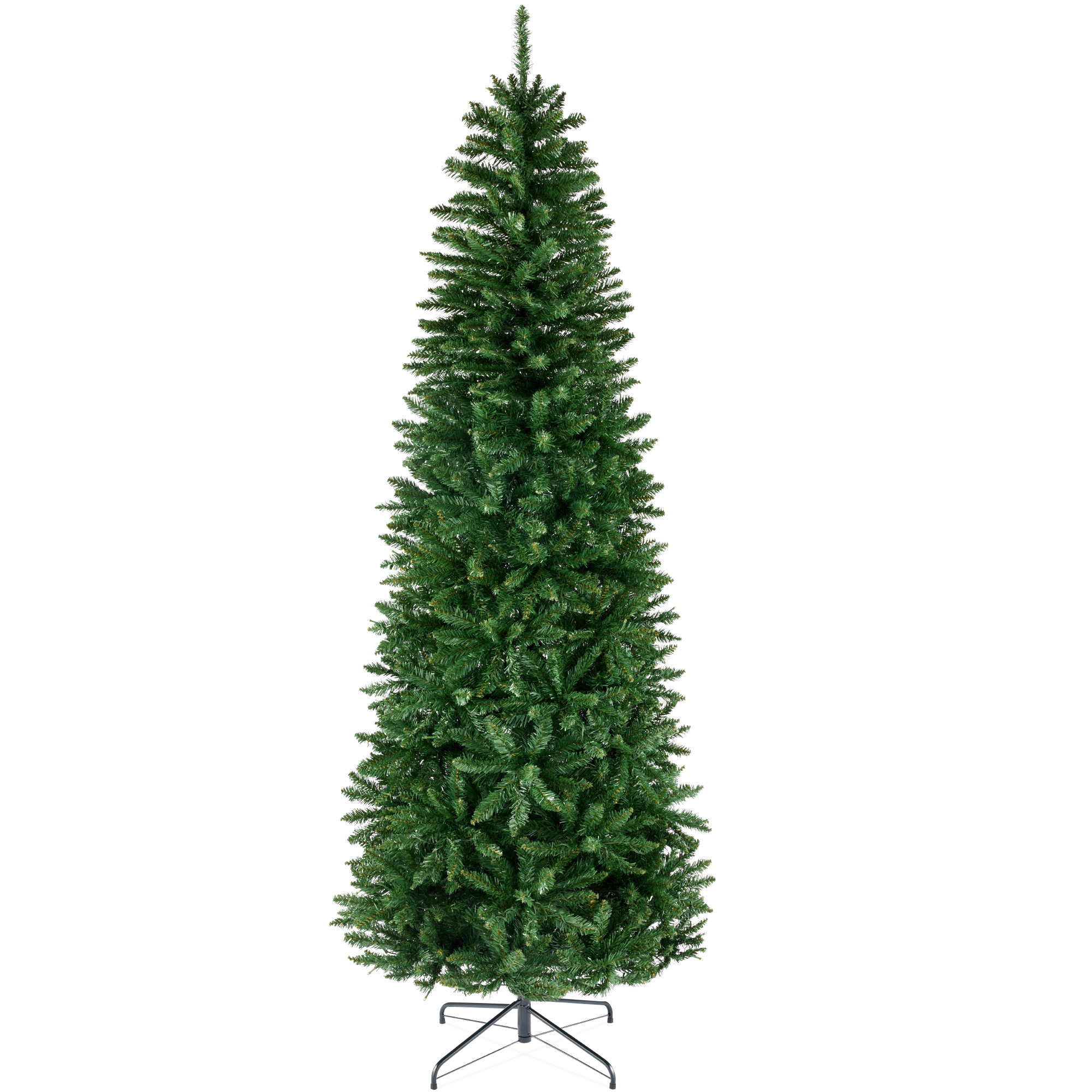 9ft Unlit Pencil Christmas Tree, Spruce Style Holiday Décor w/ 1,298 Branch Tips, Metal Base - Best Choice Products Online