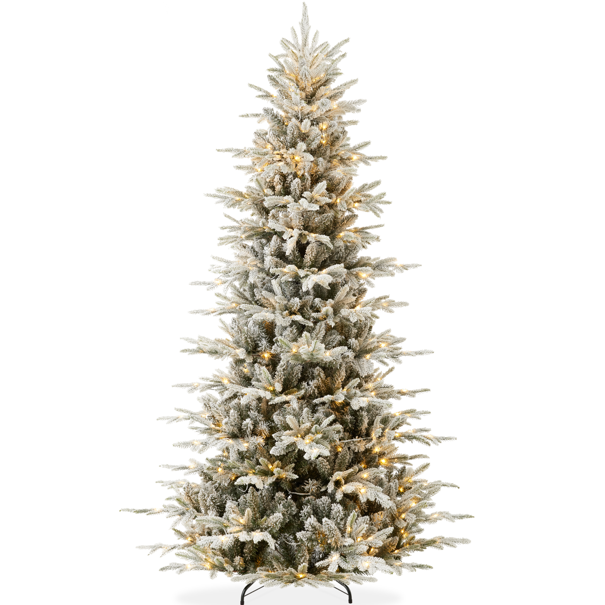 4.5ft Pre-Lit Flocked Artificial Aspen Noble Fir Christmas Tree w/ 750 Branch Tips, 150 LED Lights - Best Choice Products Online