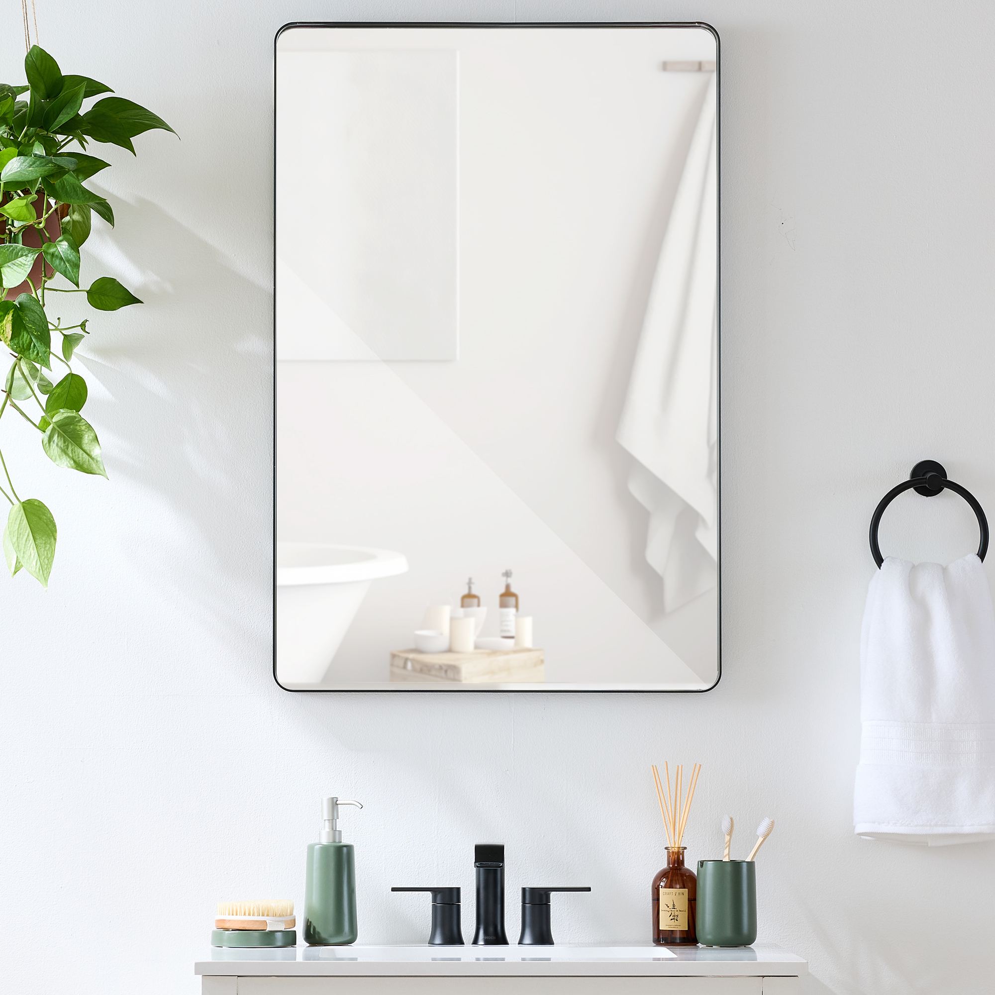 24"x36" Recessed Bathroom Vanity 2-Way Wall Mirror w/ Rounded Corners, Anti-Blast Film | Best Choice Products Online