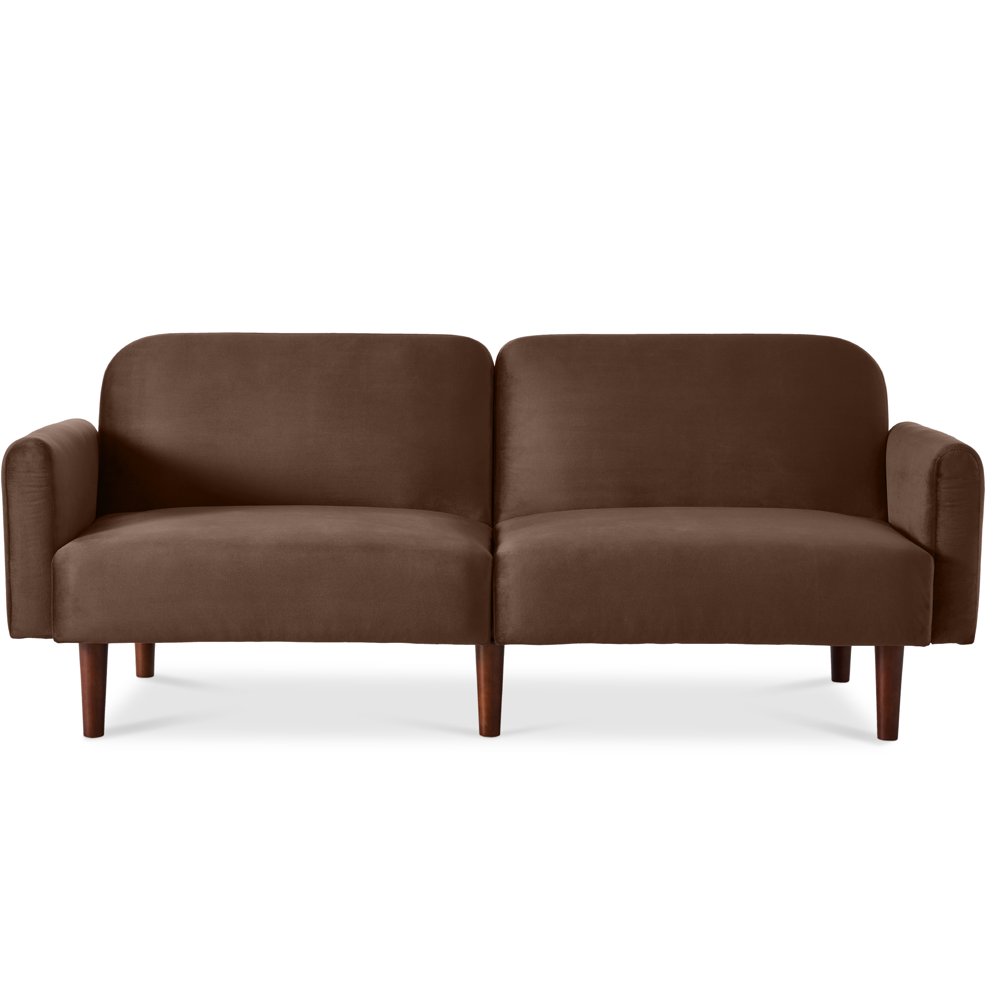 Curved Convertible Futon, Velvet Fabric Split-Back Sleeper Bed - Mocha Brown - Best Choice Products Online