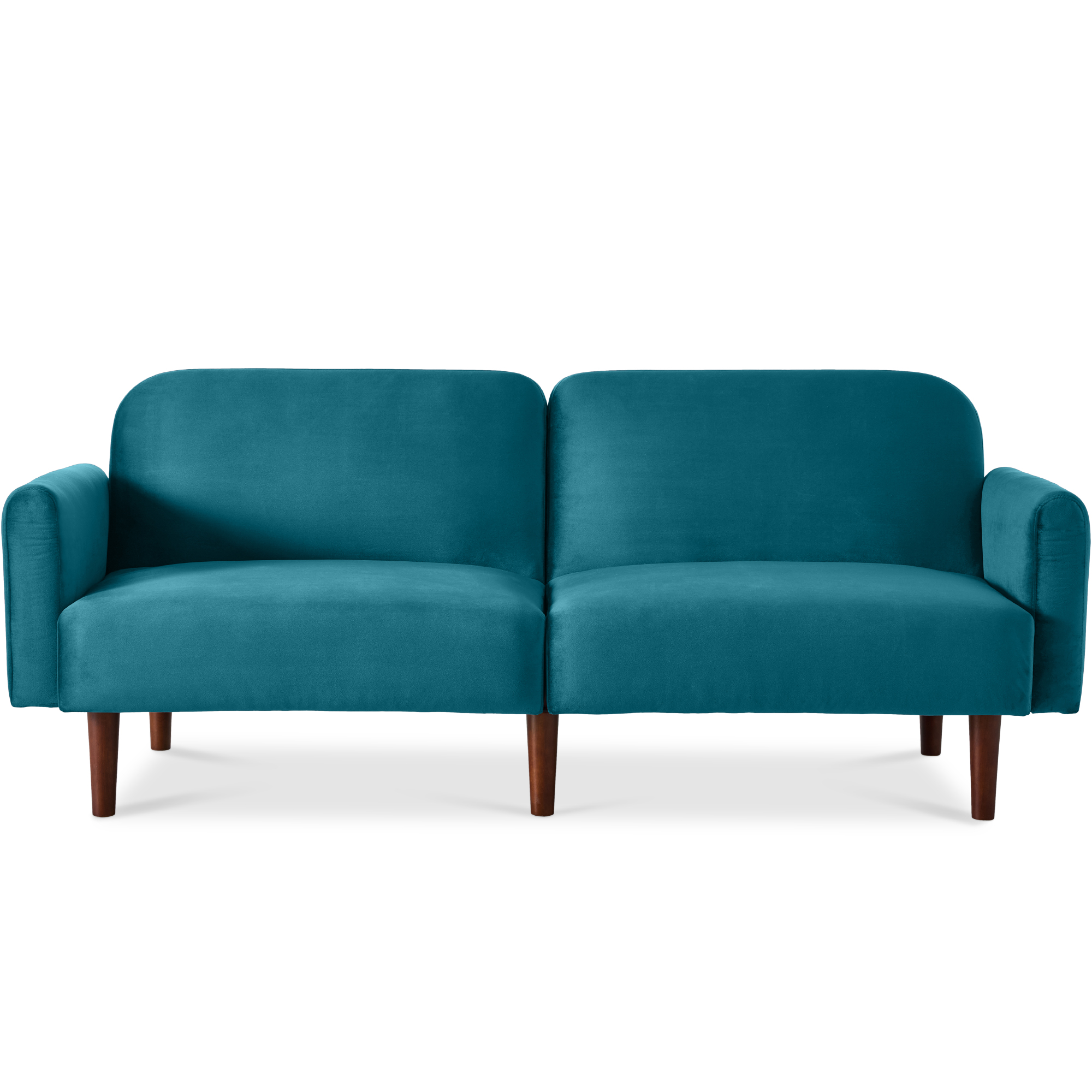 Curved Convertible Futon, Velvet Fabric Split-Back Sleeper Bed - Deep Teal - Best Choice Products Online