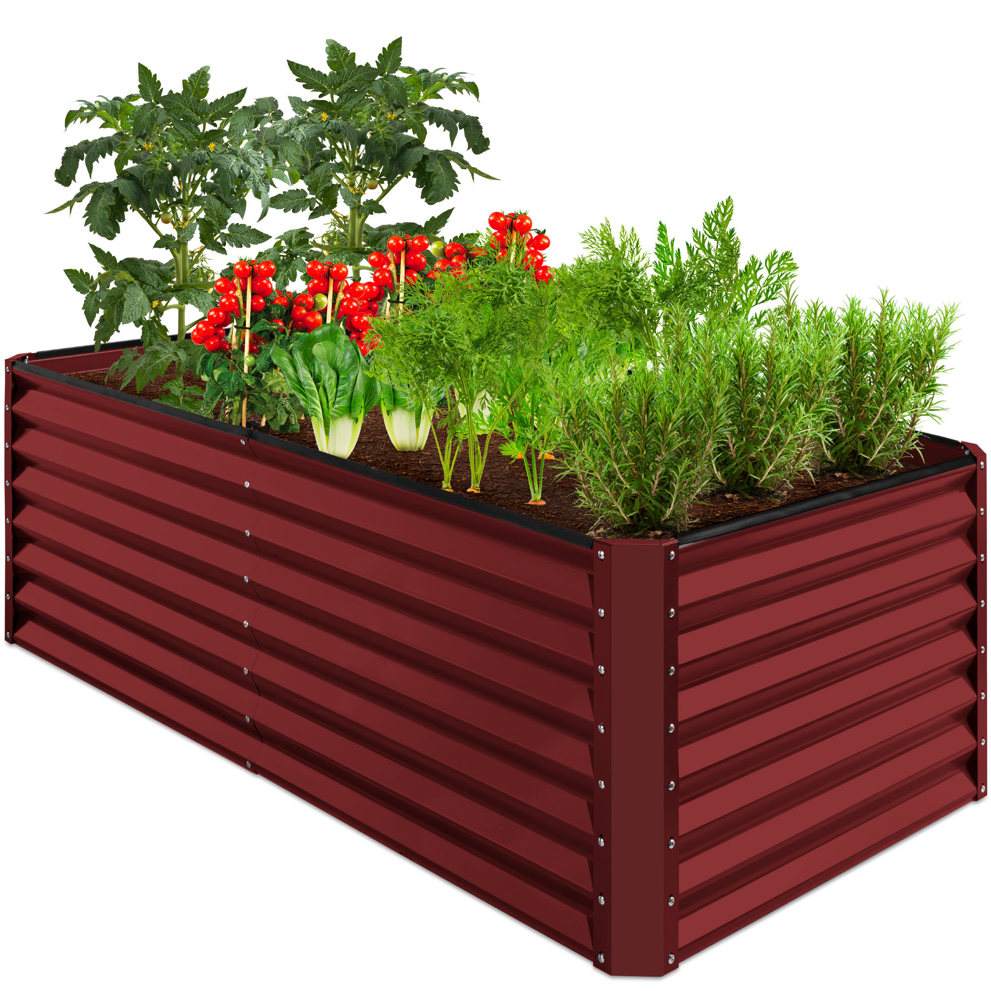 Raised Garden Bed 6x3x2ft, Outdoor Metal Planter Box For Vegetables, Flowers, Herbs, Succulents - Royal Red - Best Choice Products Online