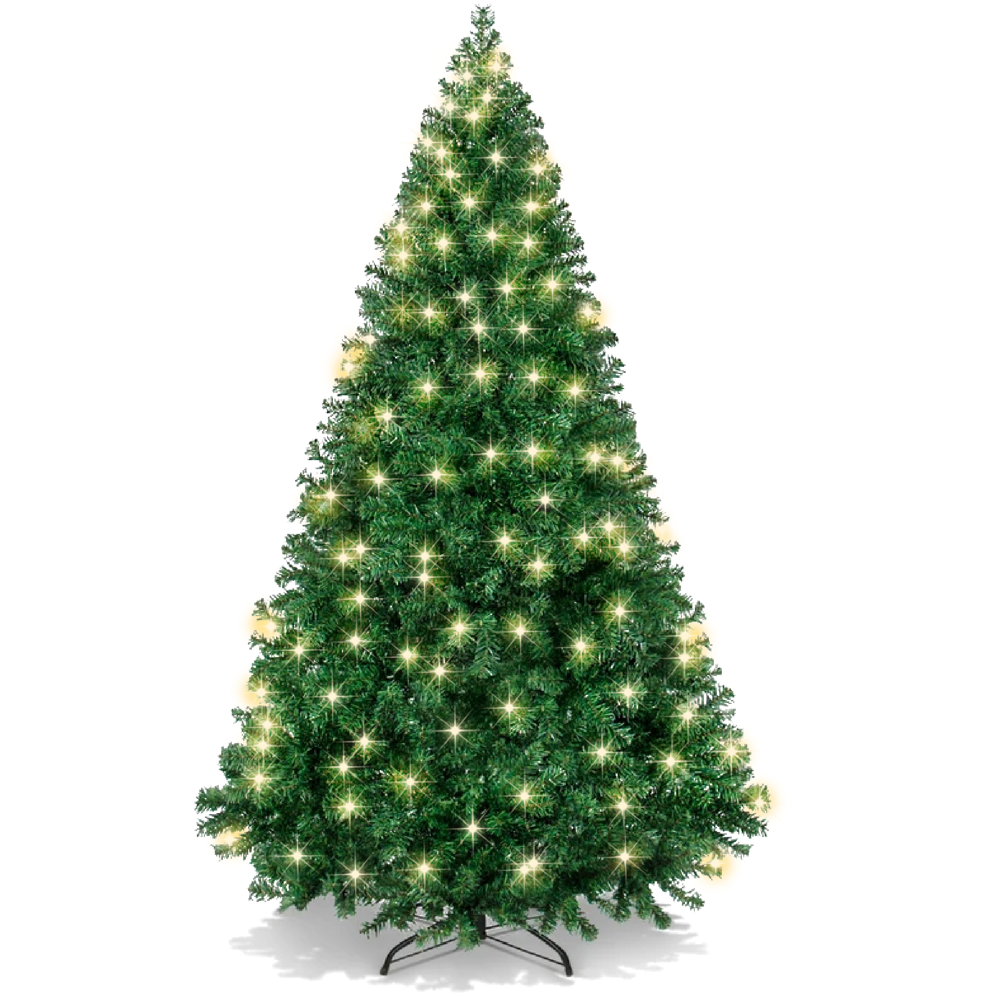 6ft Pre-Lit Premium Hinged Artificial Christmas Pine Tree w/ 1,000 Tips, 250 Lights, Metal Base - Best Choice Products Online