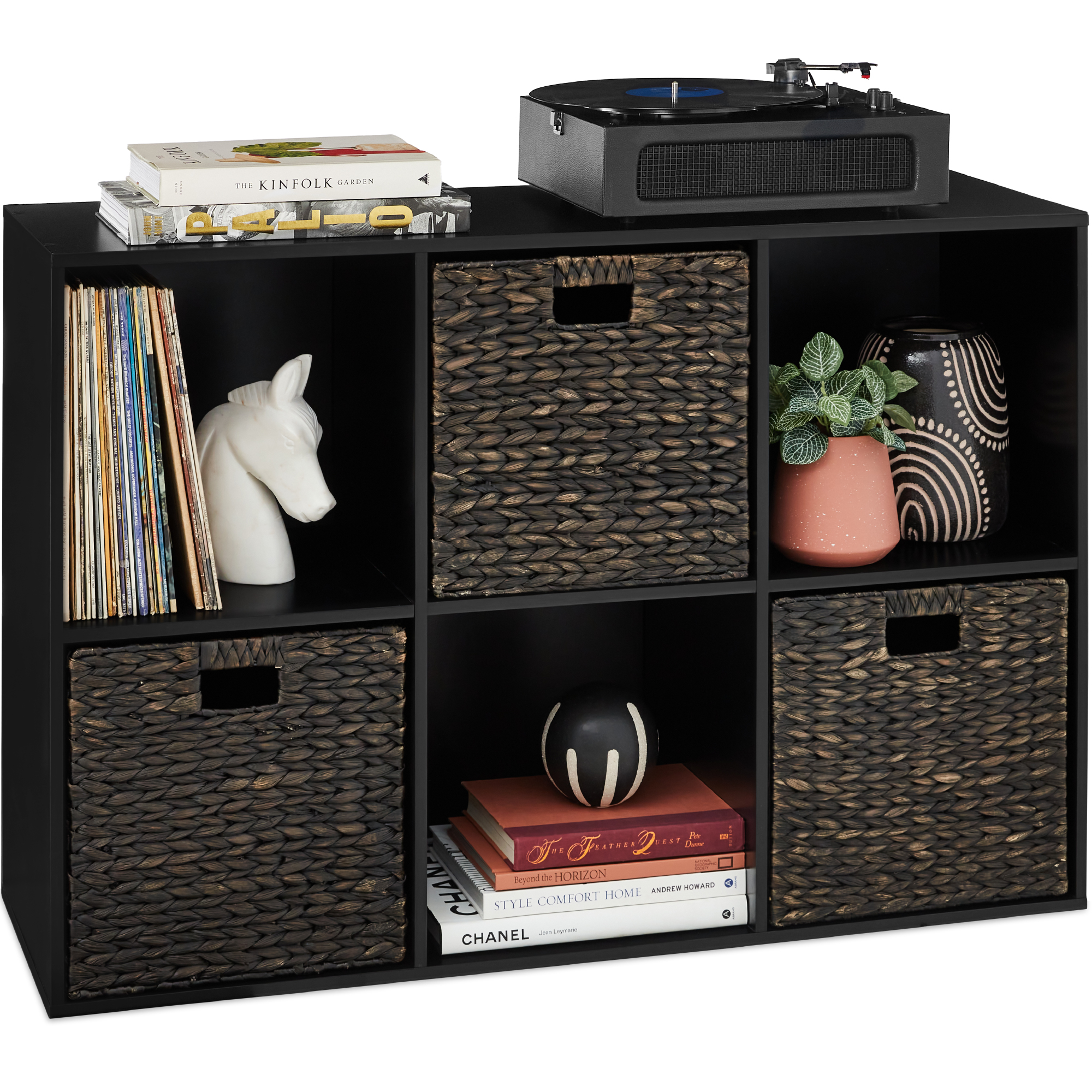 6-Cube Bookshelf, 13.5in Display Storage System, Organizer w/ Removable Back Panels - Black - Best Choice Products Online